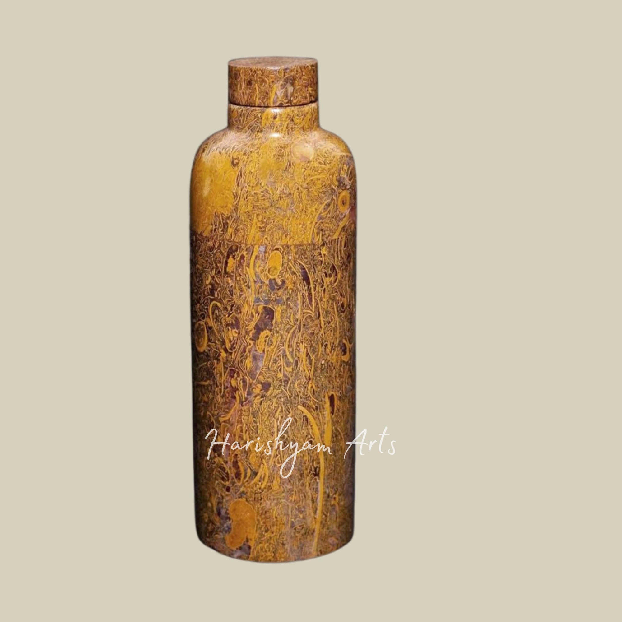 Habur Stone Bottle – Jaisalmer Fossil Stone, 650ml Multipurpose Drinking Vessel