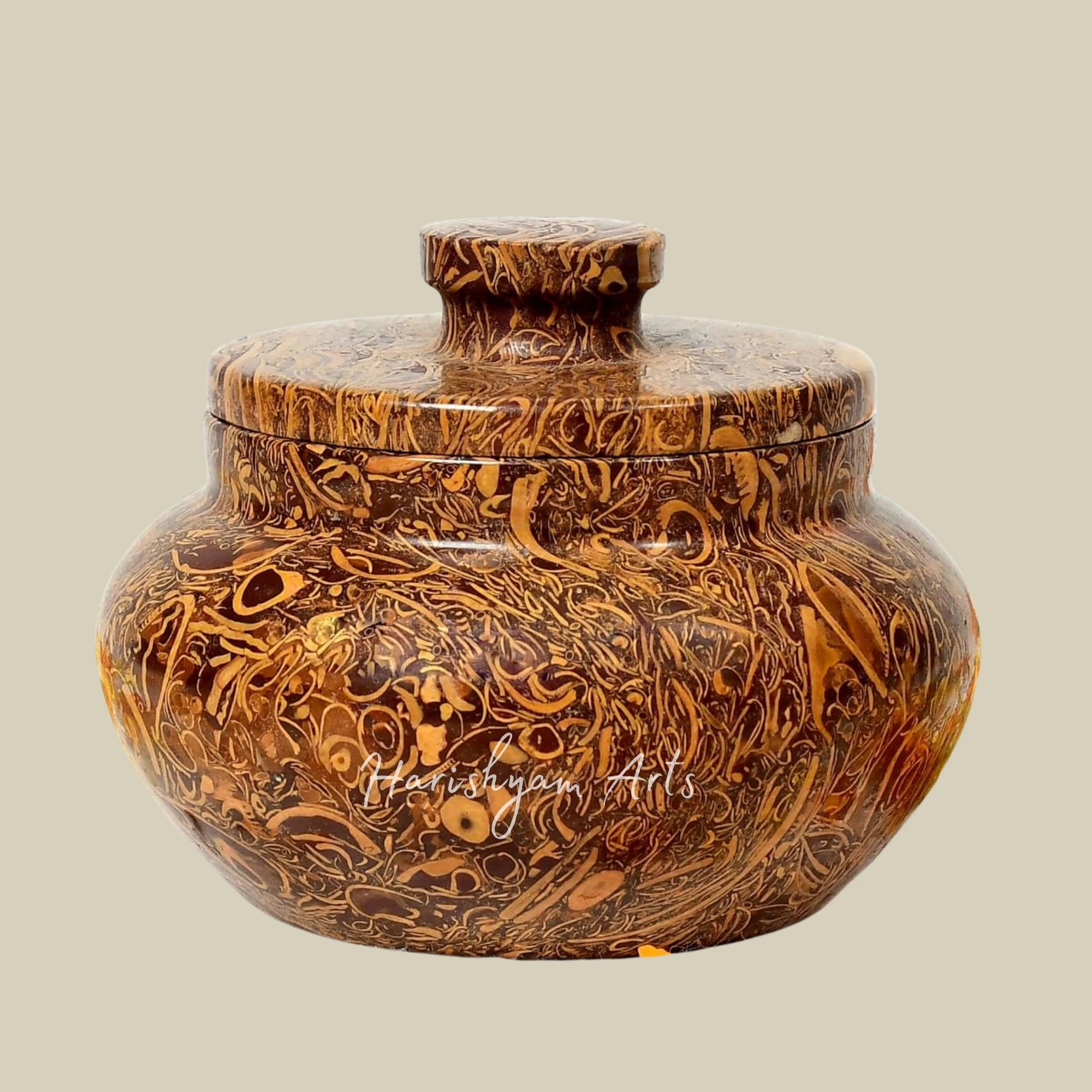 Authentic Habur Stone Cooking Vessel Traditional Kitchen Cookware 8cm Lidded Bowl