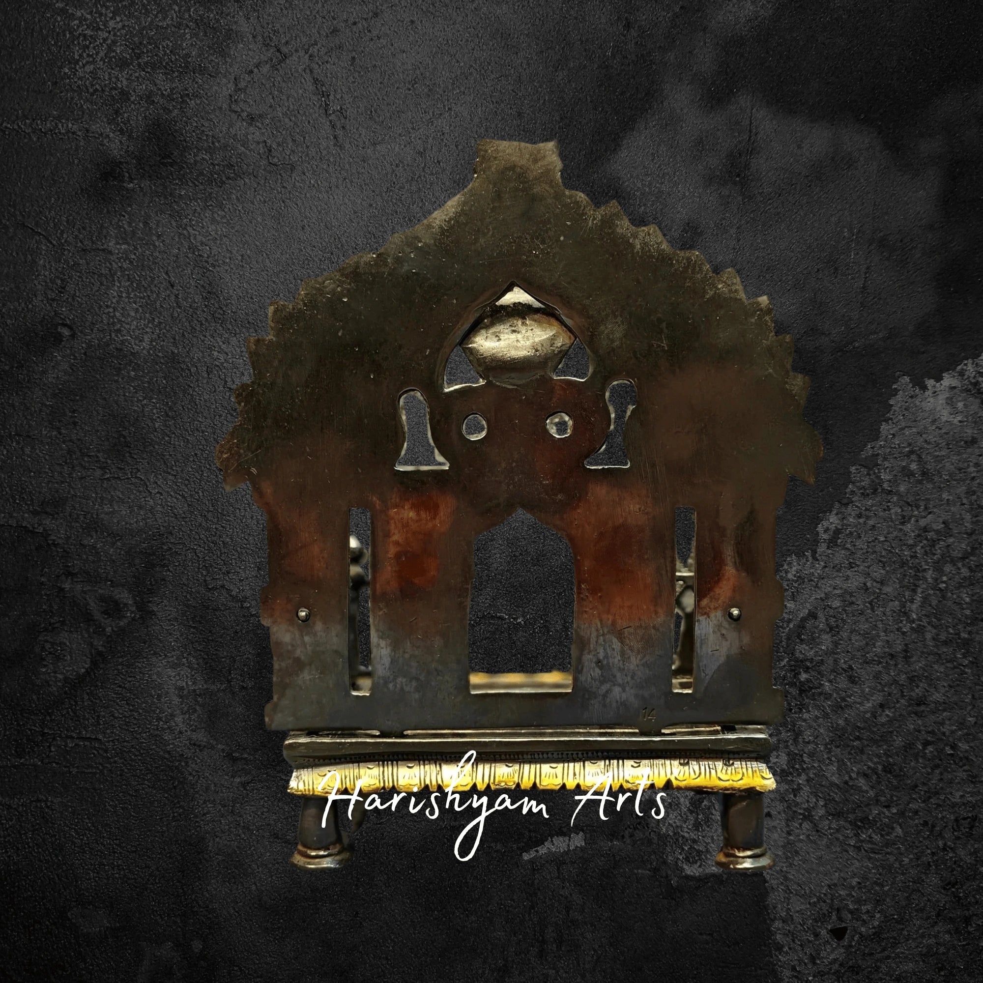 Black Finish Brass Prabhavali Temple with Royal Singhasan Design