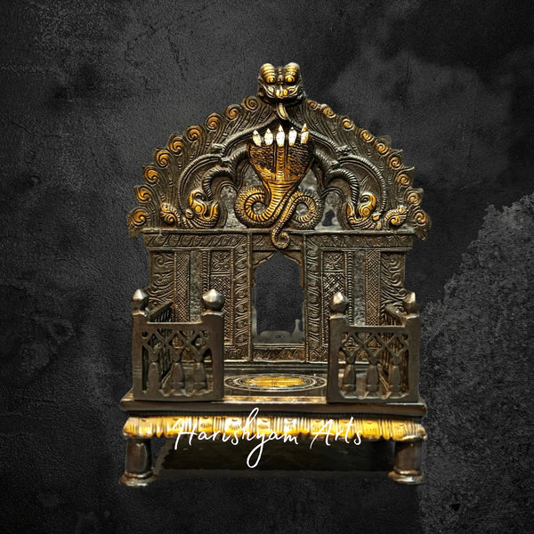 Black Finish Brass Prabhavali Temple with Royal Singhasan Design