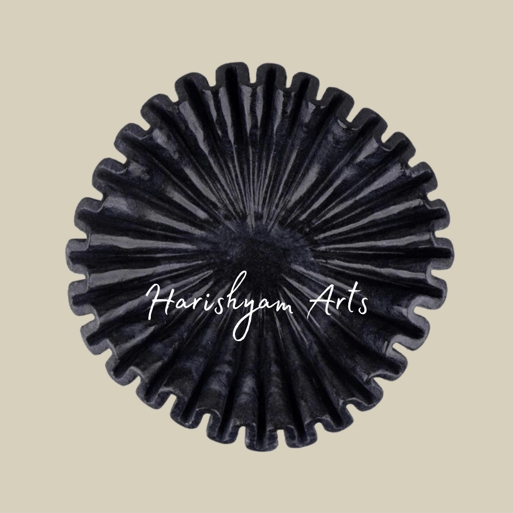 Black Marble Ruffle Bowl