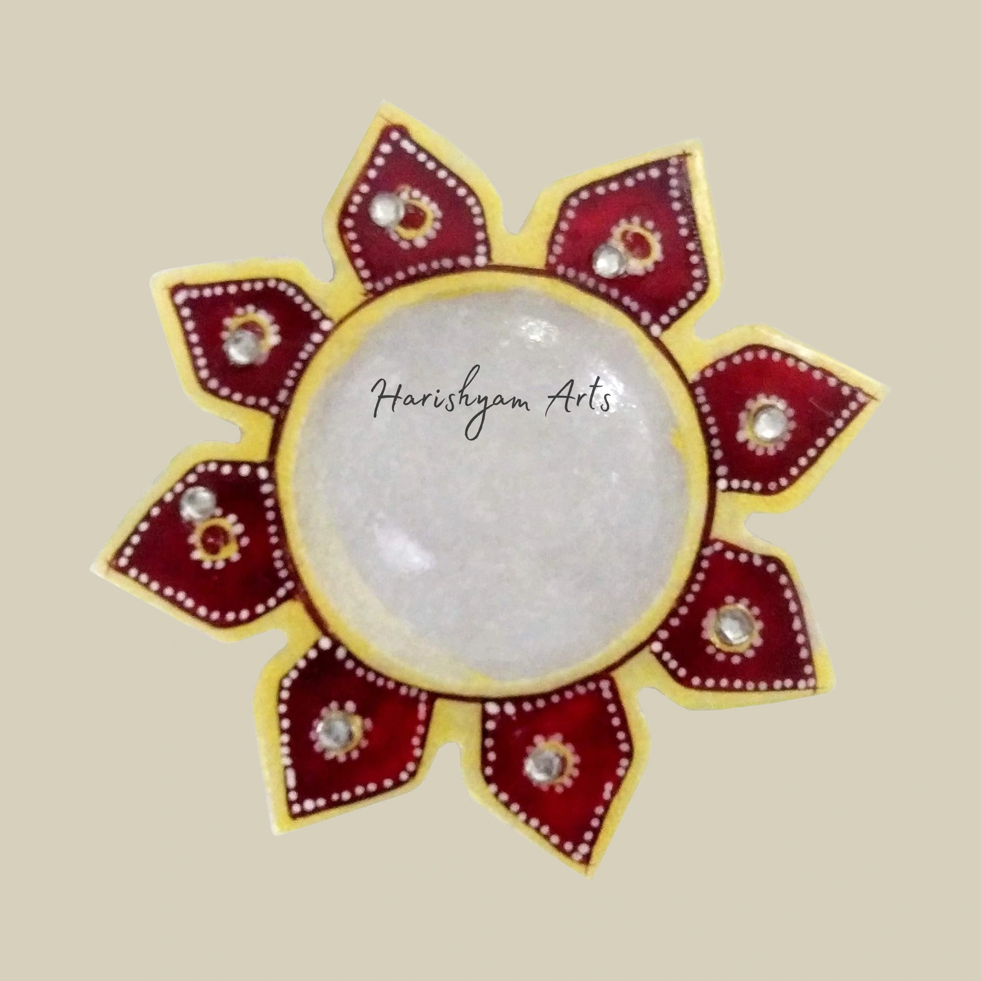 Blooming Flower Marble T-Light Diya Holder1