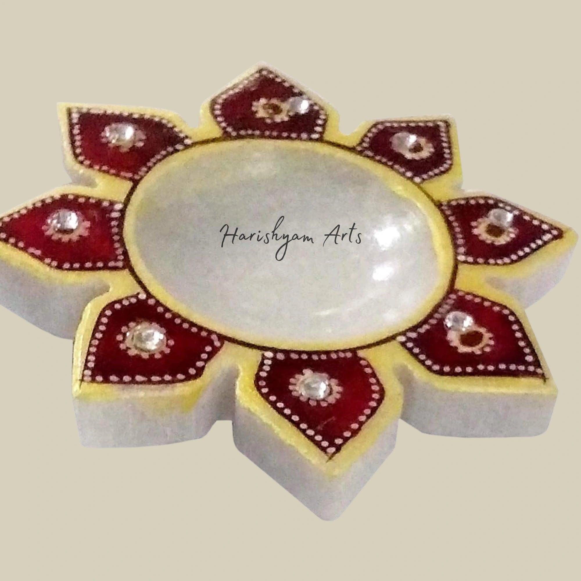 Blooming Flower Marble T-Light Diya Holder