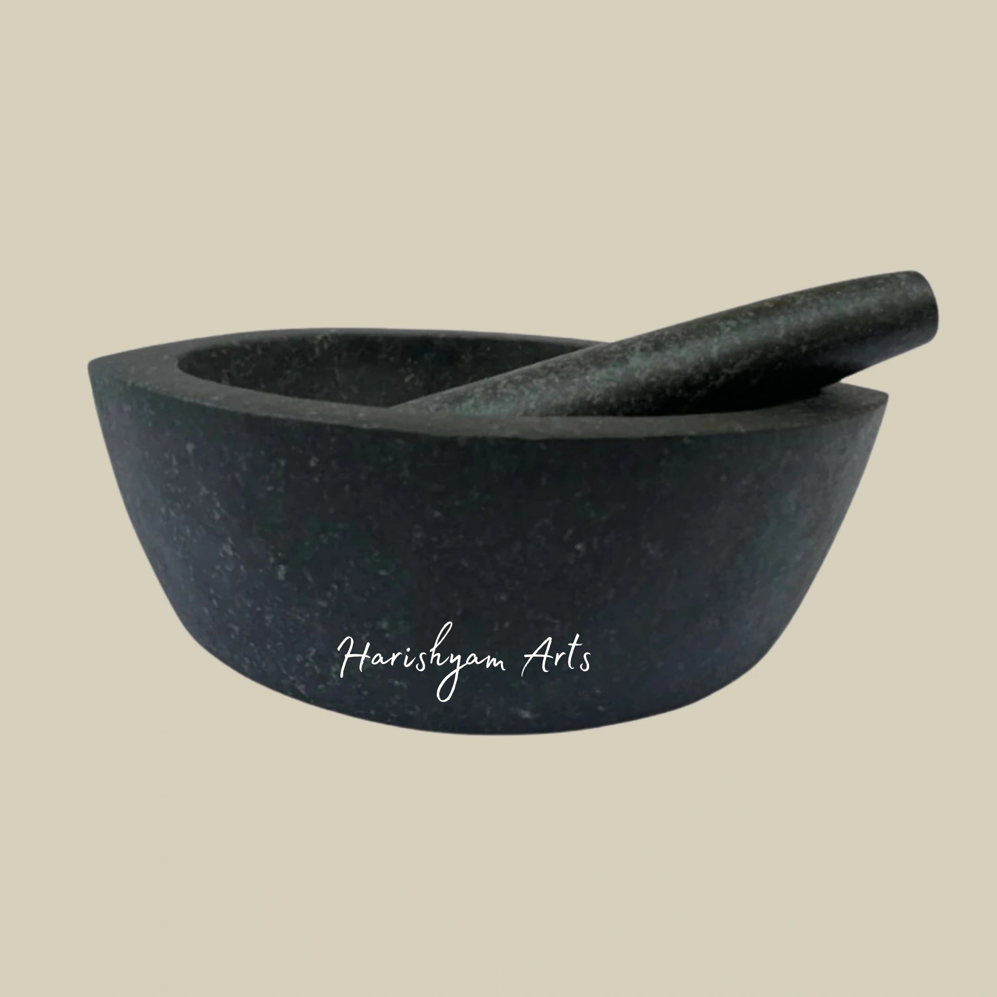 Boat-Shaped Large Stone Mortar & Pestle