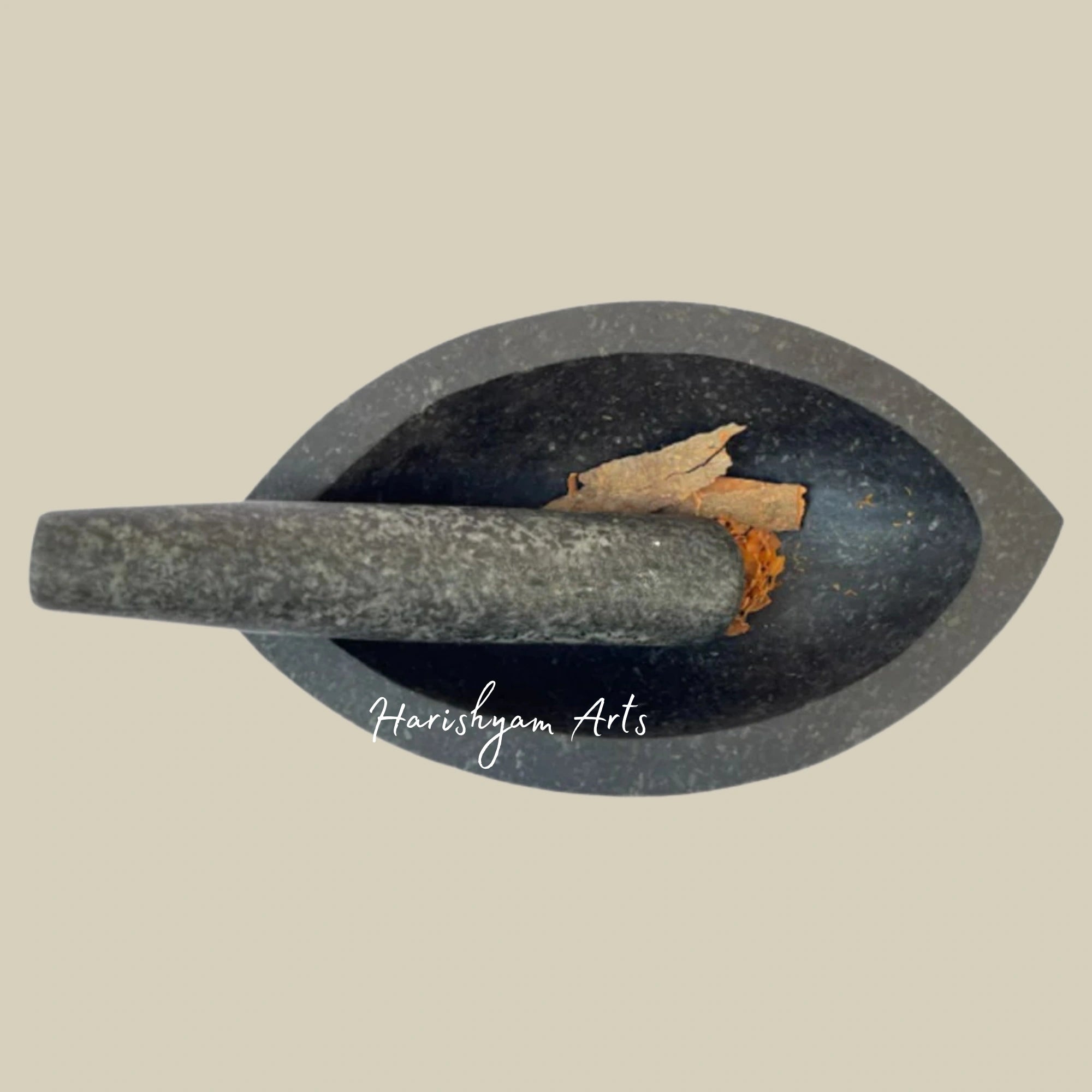 Boat-Shaped Large Stone Mortar & Pestle