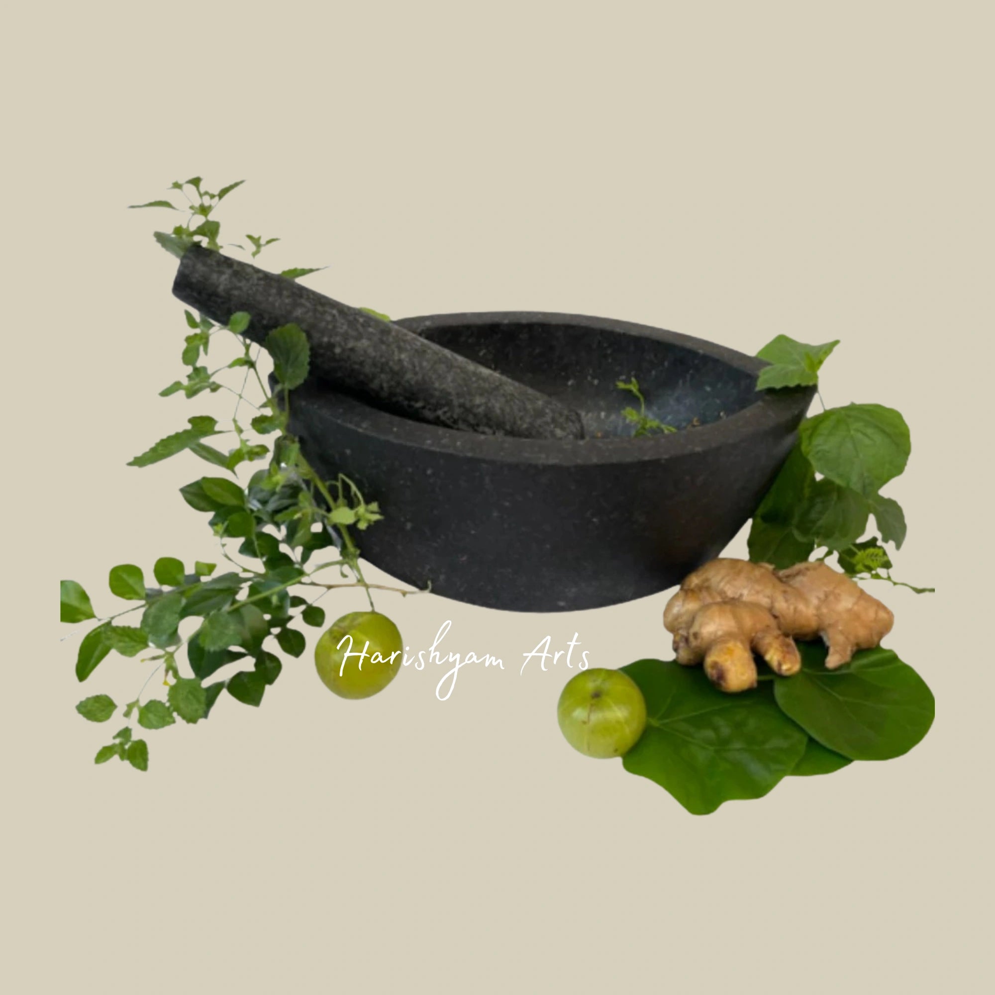 Boat-Shaped Large Stone Mortar & Pestle