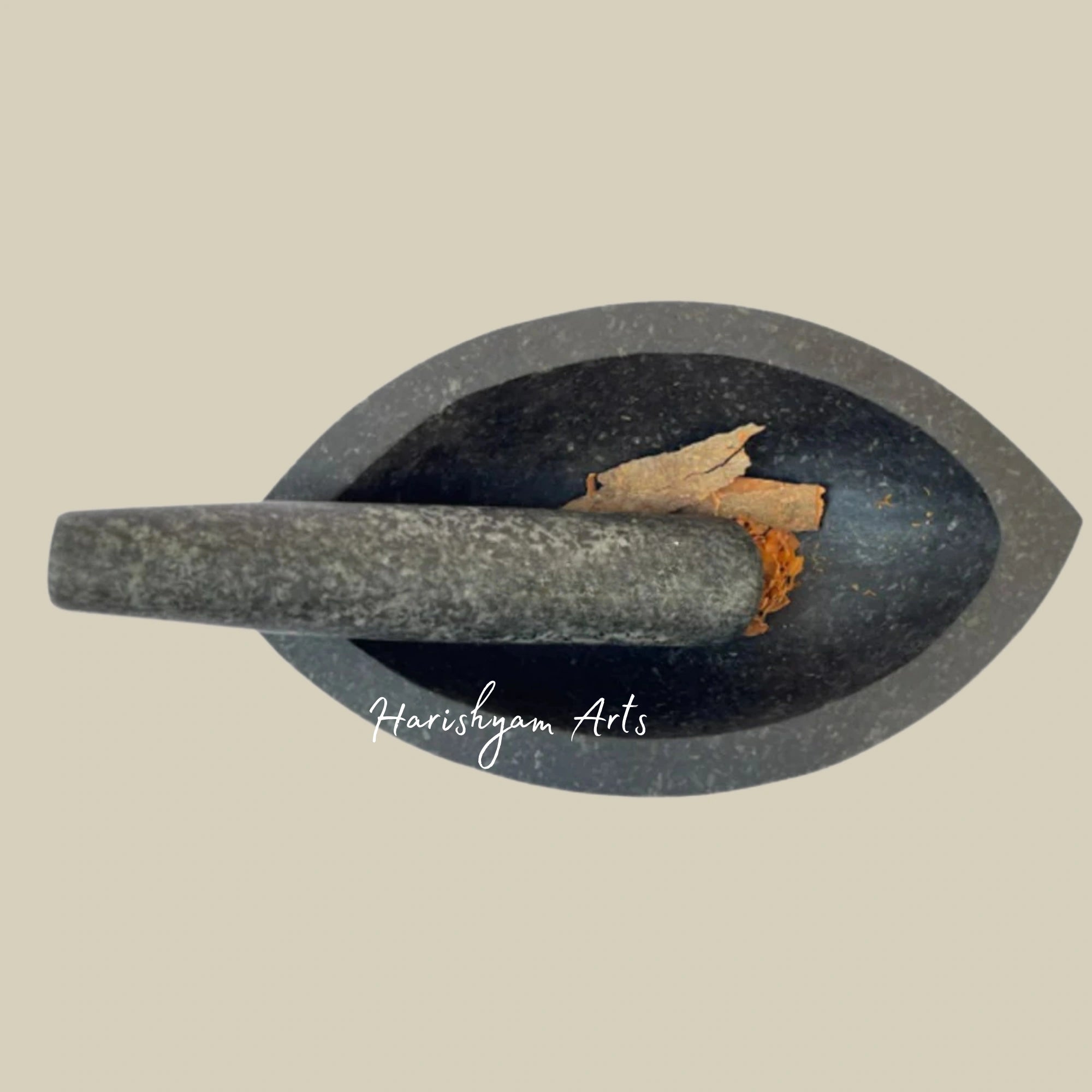 Boat-Shaped Large Stone Mortar & Pestle