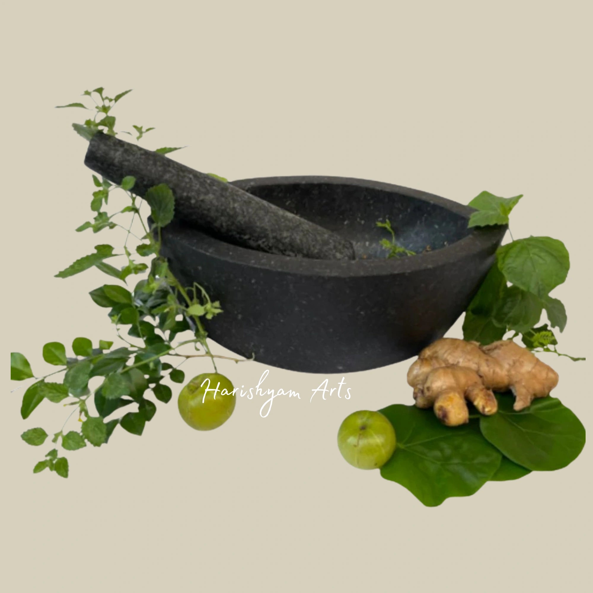 Boat-Shaped Large Stone Mortar & Pestle
