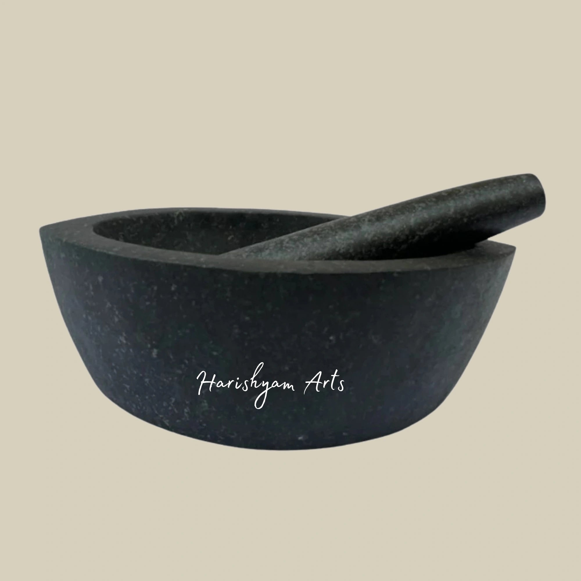Boat-Shaped Large Stone Mortar & Pestle