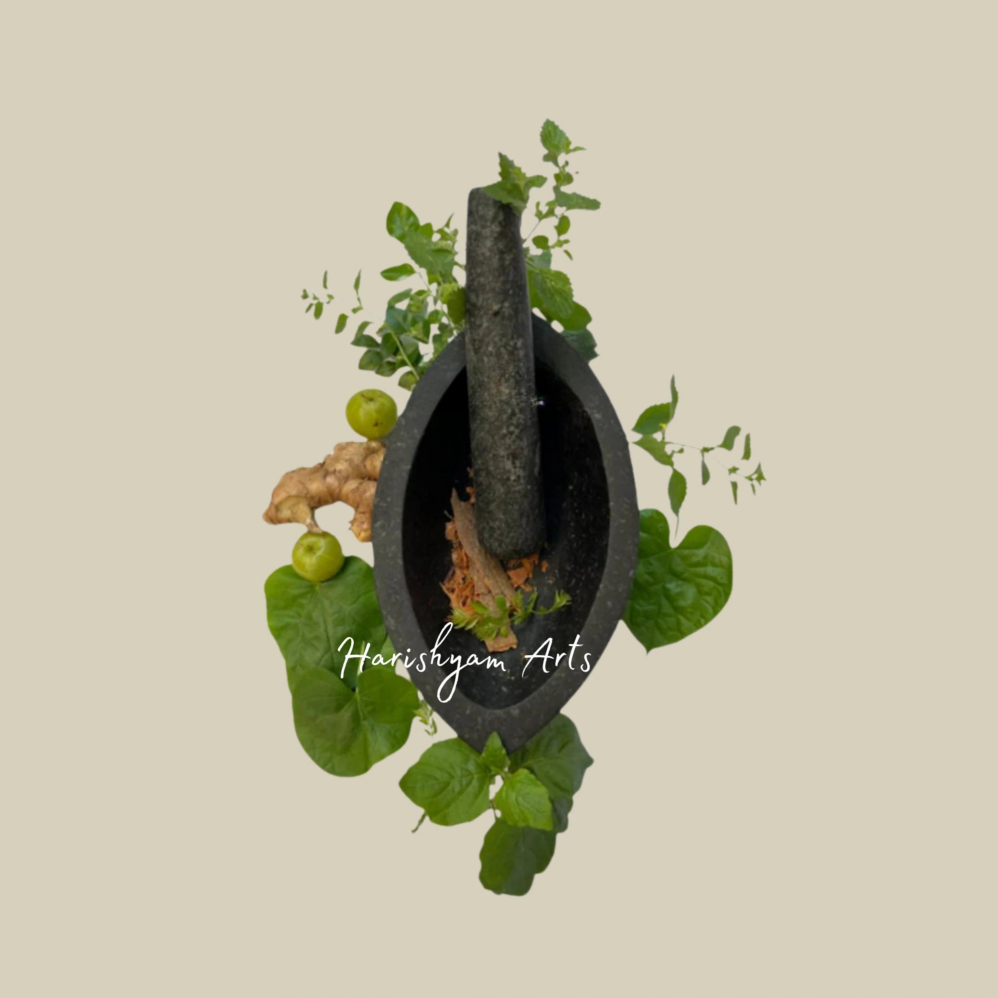 Boat-Shaped Large Stone Mortar & Pestle