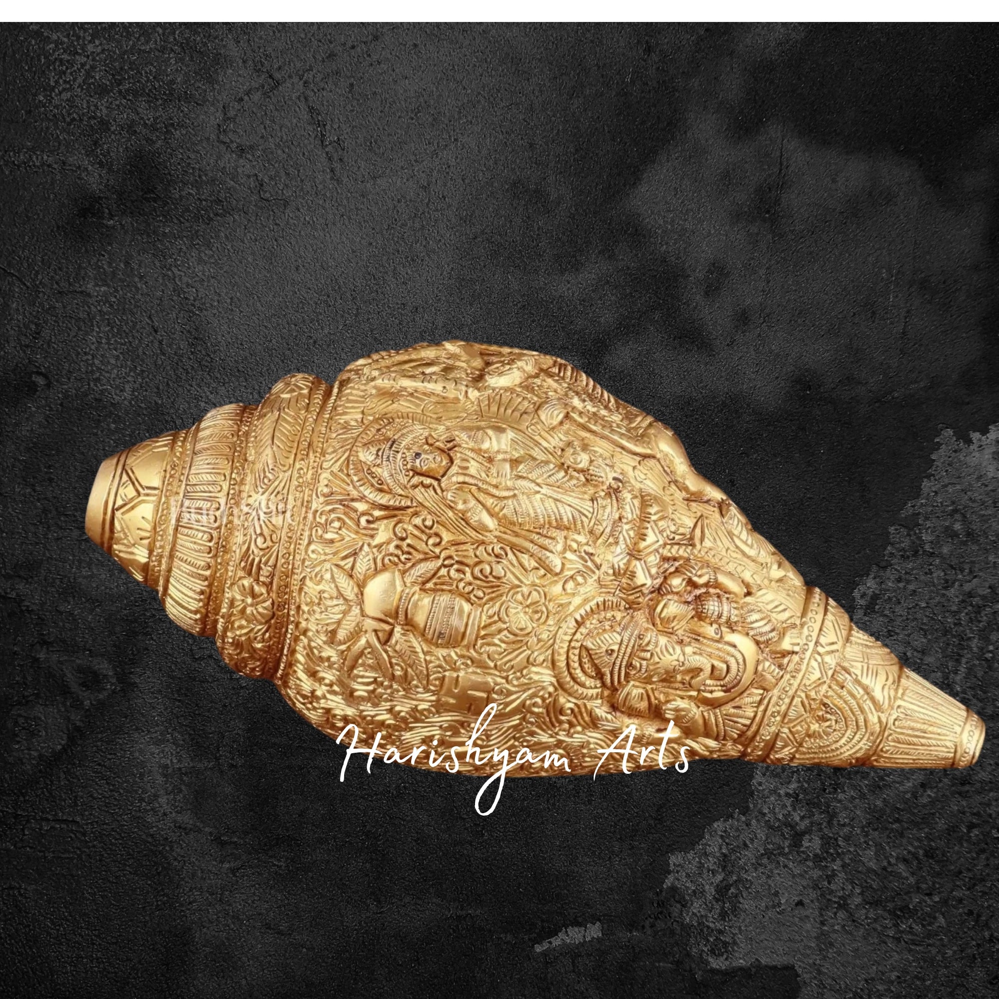 Brass Durga Darbar Shankh with Divine Goddess Carvings