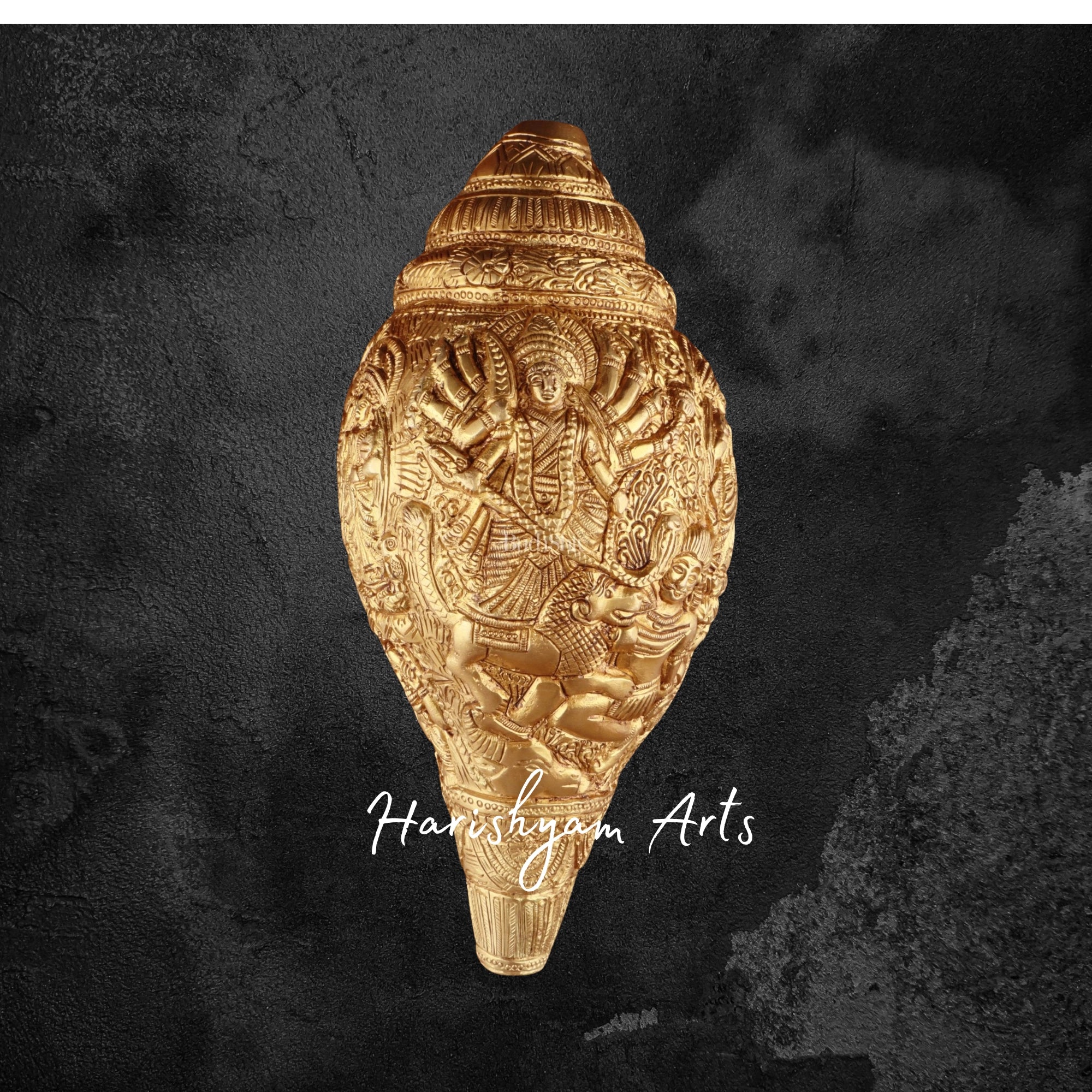 Brass Durga Darbar Shankh with Divine Goddess Carvings