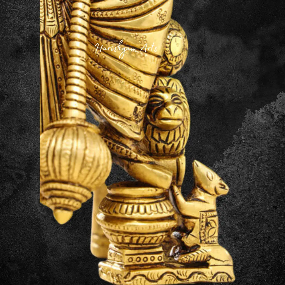 Brass Ganesha Idol Resting on Singhasan Throne 16"