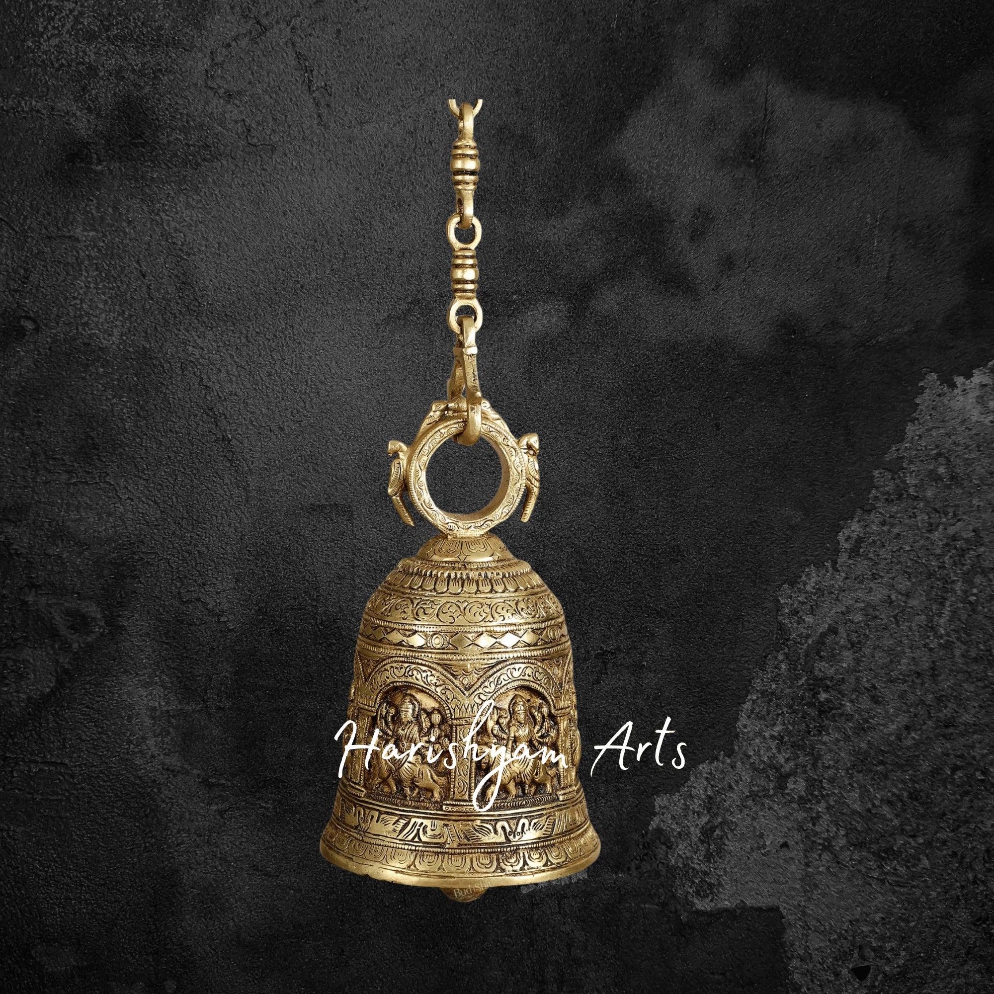 Brass Hanging Durga Temple Bell with Intricate Engravings
