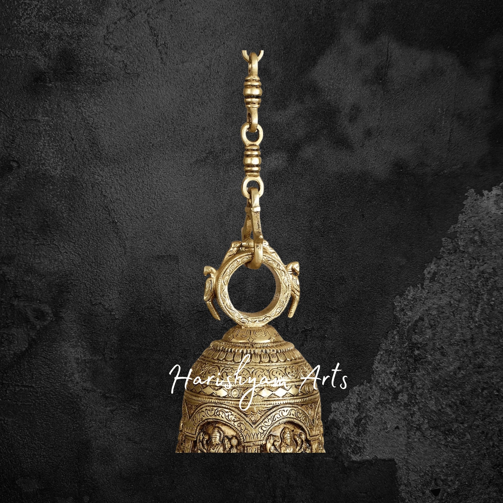 Brass Hanging Durga Temple Bell with Intricate Engravings