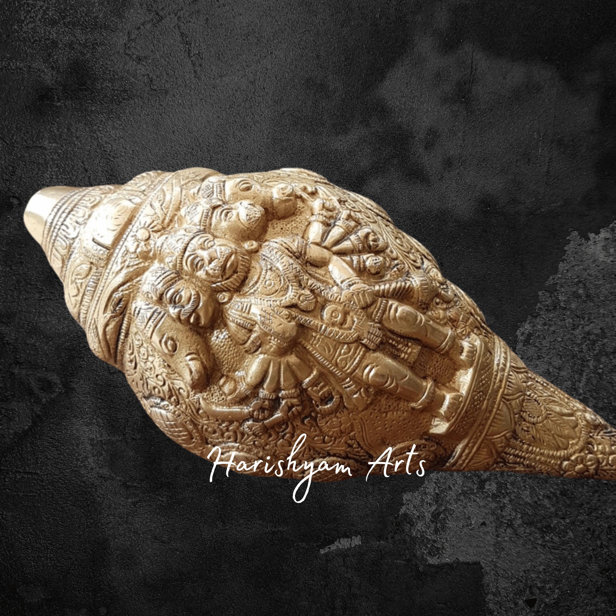Brass Hanuman Conch Shell for Temple and Spiritual Decor