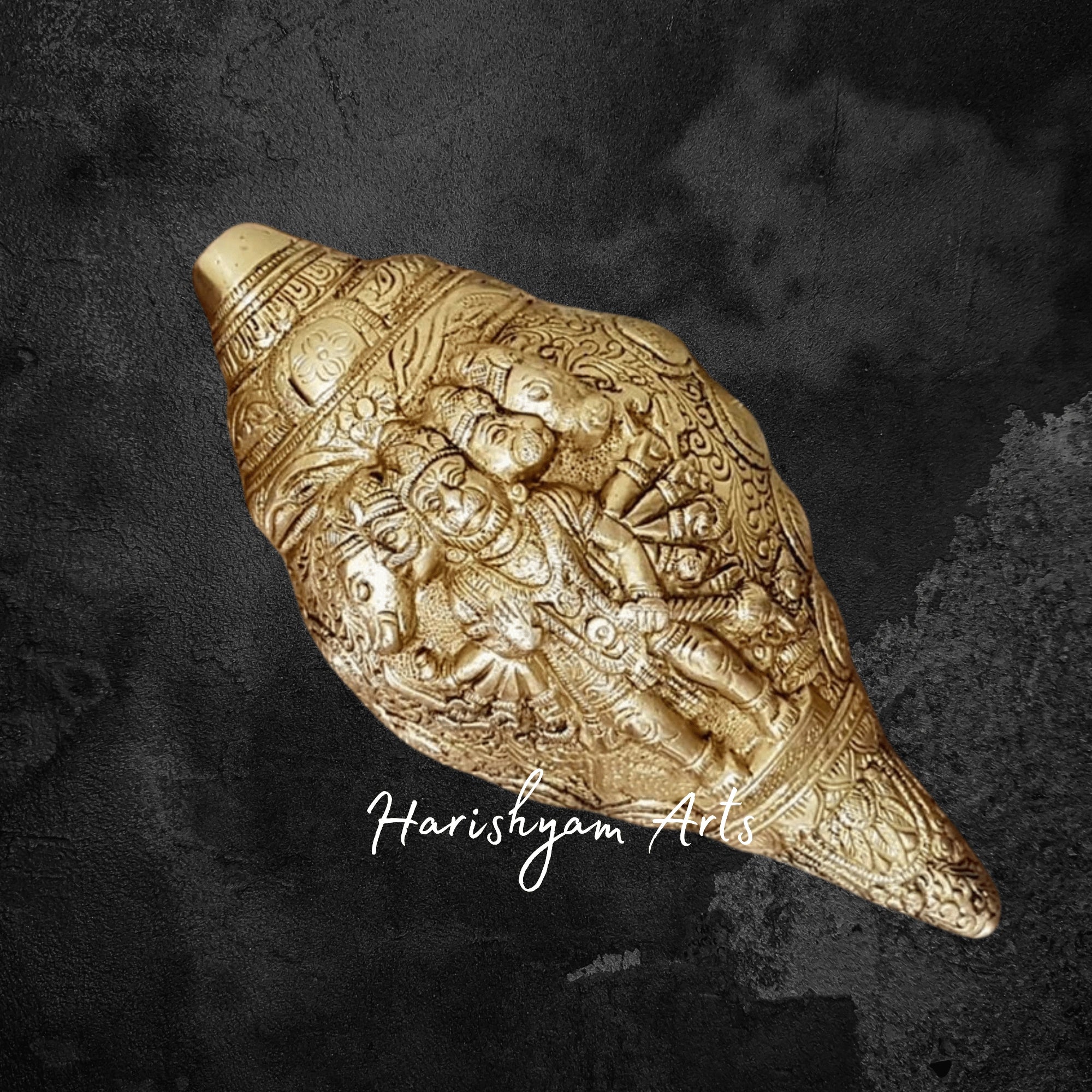 Brass Hanuman Conch Shell for Temple and Spiritual Decor