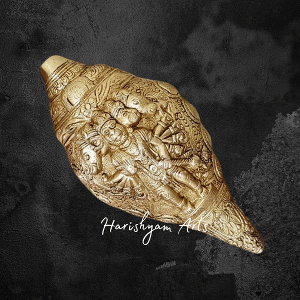 Brass Hanuman Conch Shell for Temple and Spiritual Decor