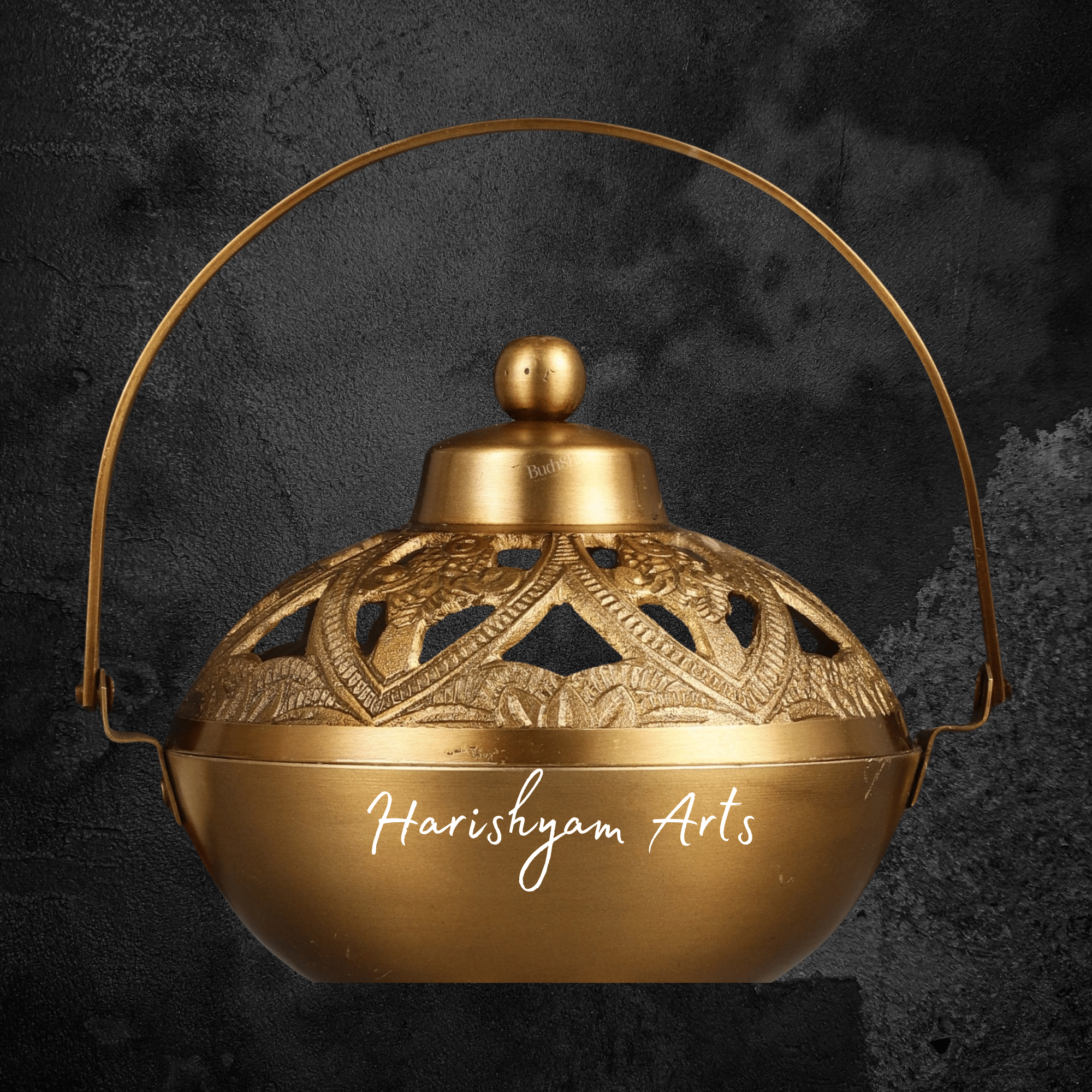 Brass Loban Dhoop Dani with Easy Carry Handle for Pooja Room