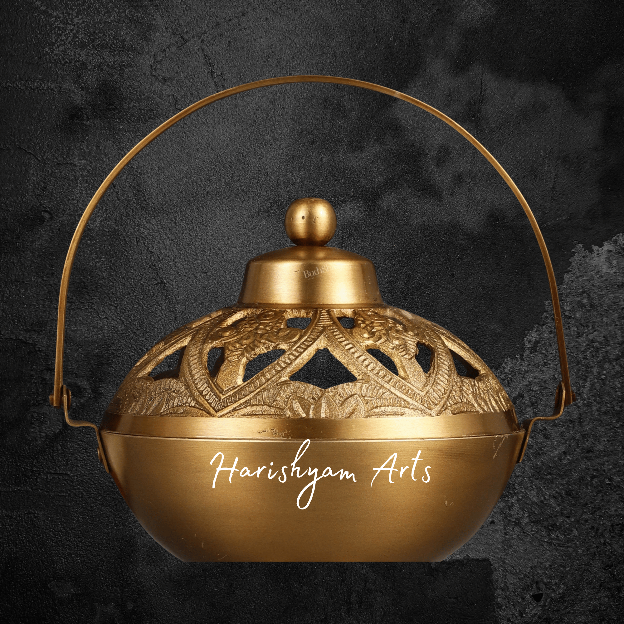 Brass Loban Dhoop Dani with Easy Carry Handle for Pooja Room