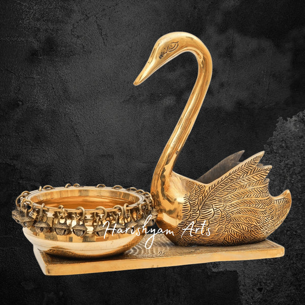 Brass Swan Urli Bowl with Decorative Showpiece for Home Garden Office or Gift Use