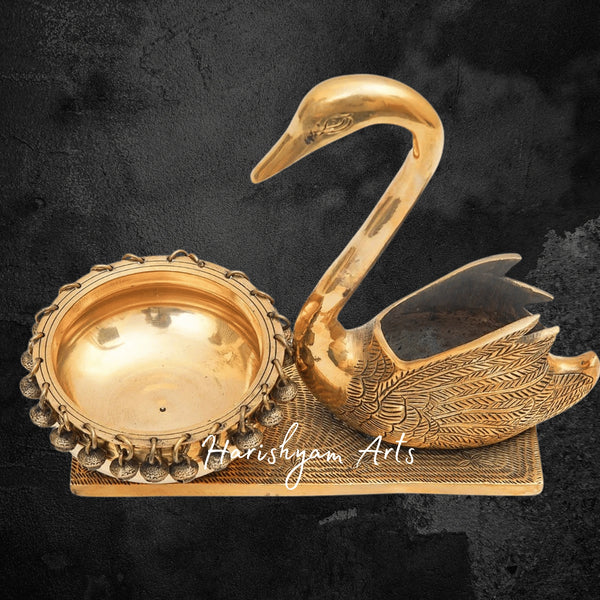 Brass Swan Urli Bowl with Decorative Showpiece for Home Garden Office or Gift Use
