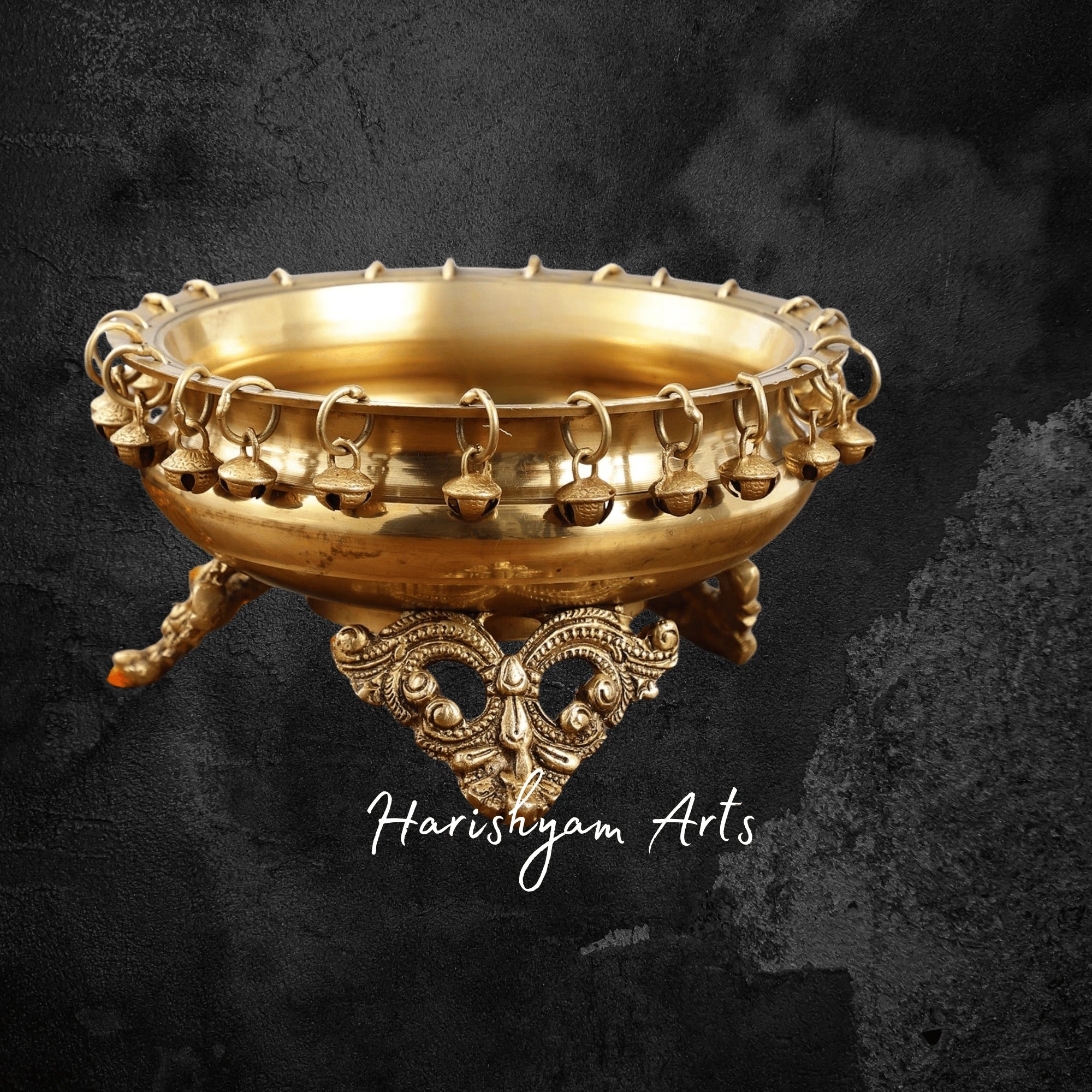 Brass Urli with Elevated Stand for Corner Decoration and Diya Arrangement