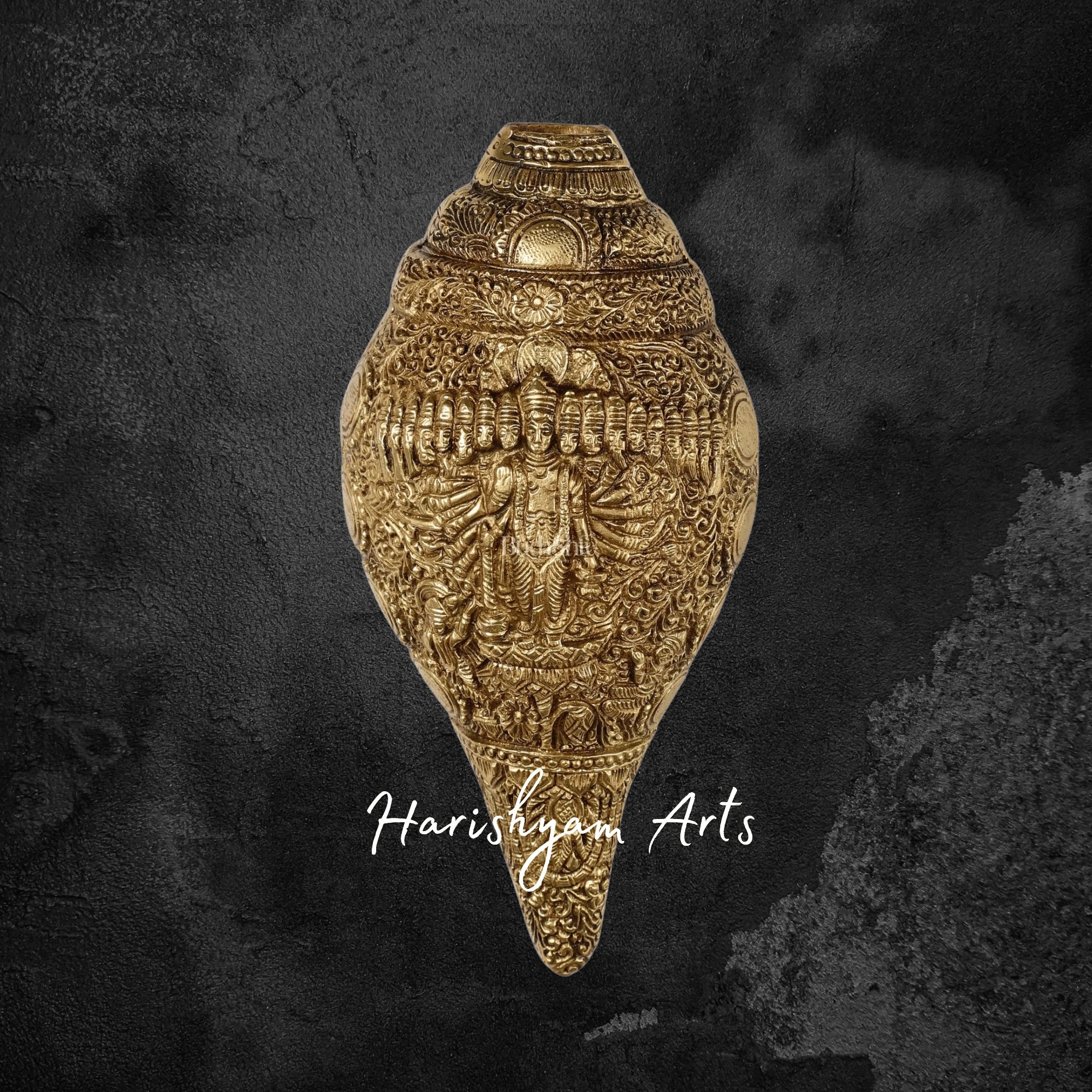 Brass Vishnu Virat Roop Shankh Depicting Vishwaroopam Form