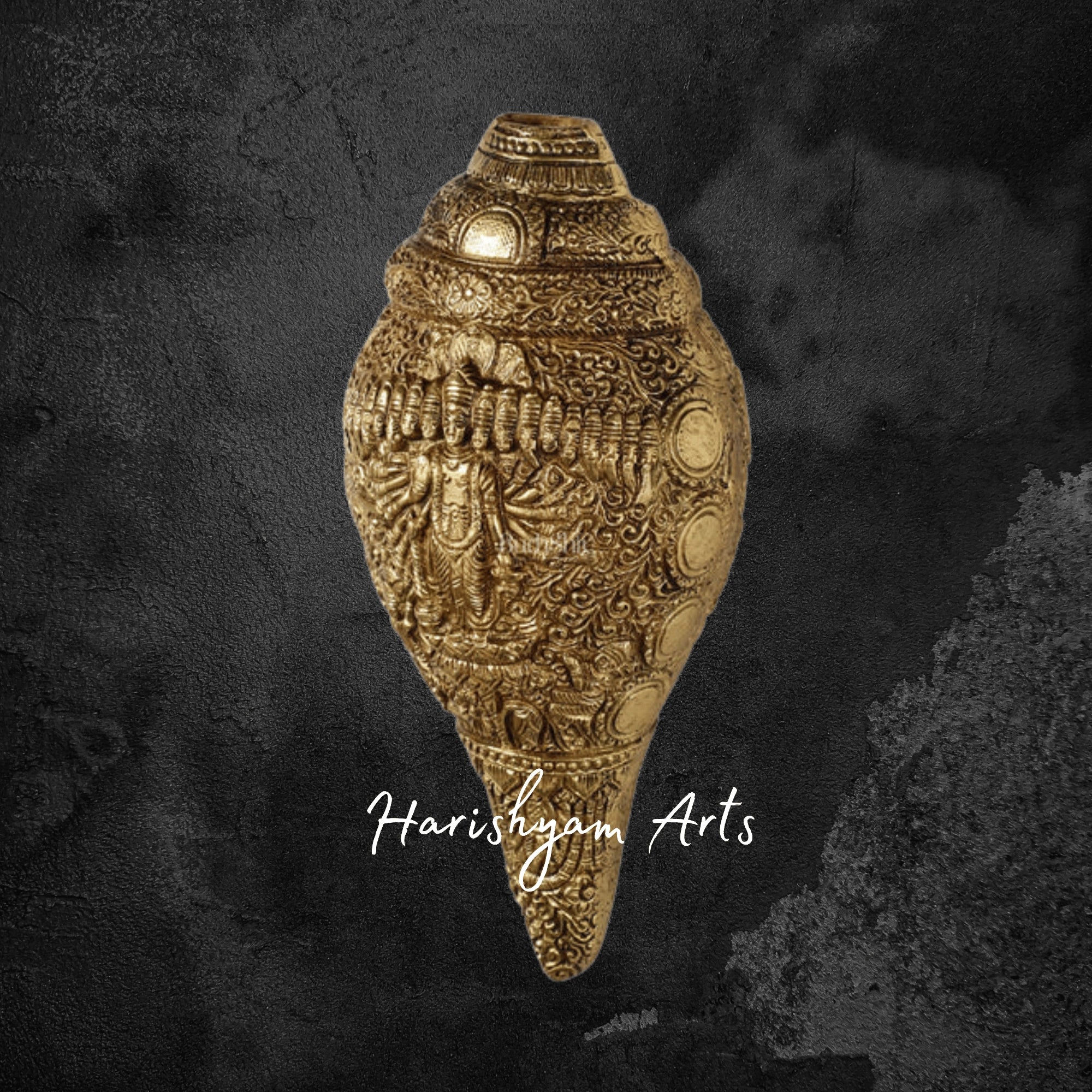 Brass Vishnu Virat Roop Shankh Depicting Vishwaroopam Form