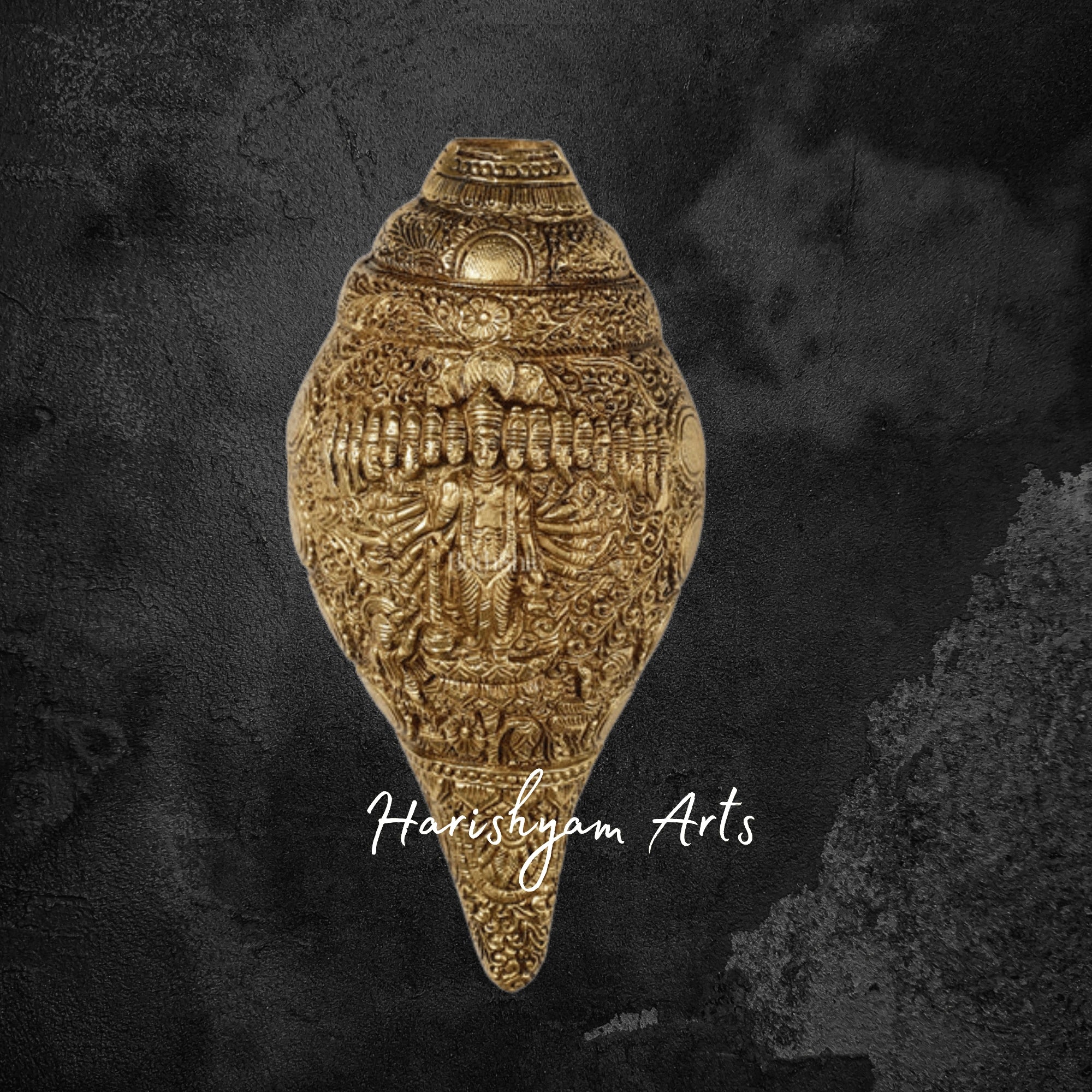 Brass Vishnu Virat Roop Shankh Depicting Vishwaroopam Form