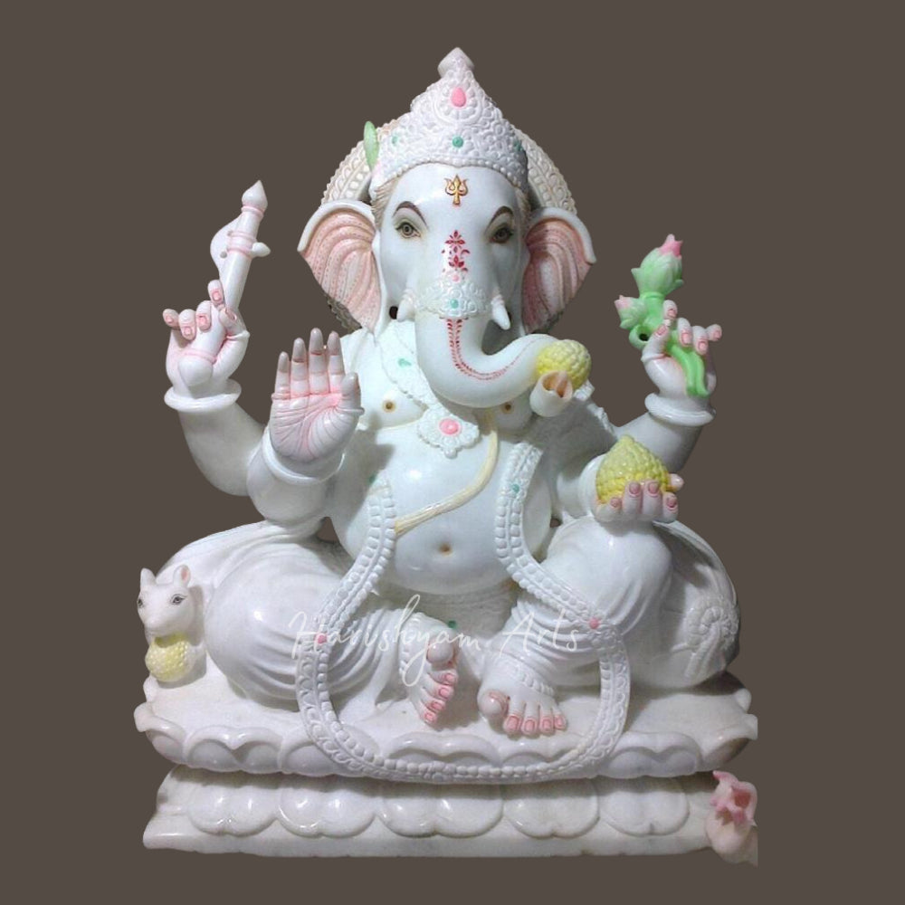 Beautiful Ganesha Statue in White Marble
