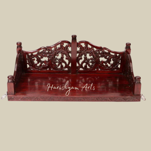 Carved Wooden Jhula Seat for Living Room