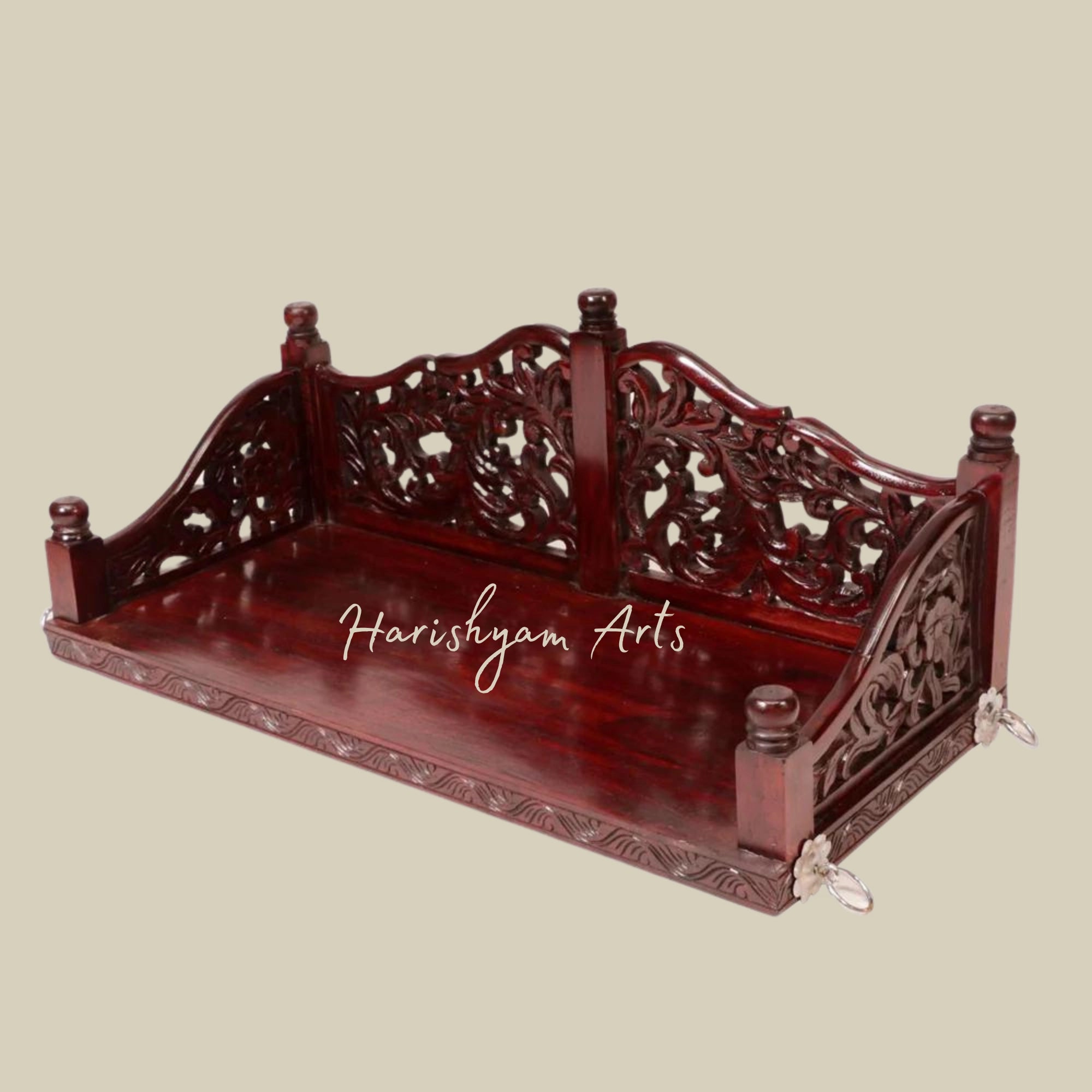 Carved Wooden Jhula Seat for Living Room
