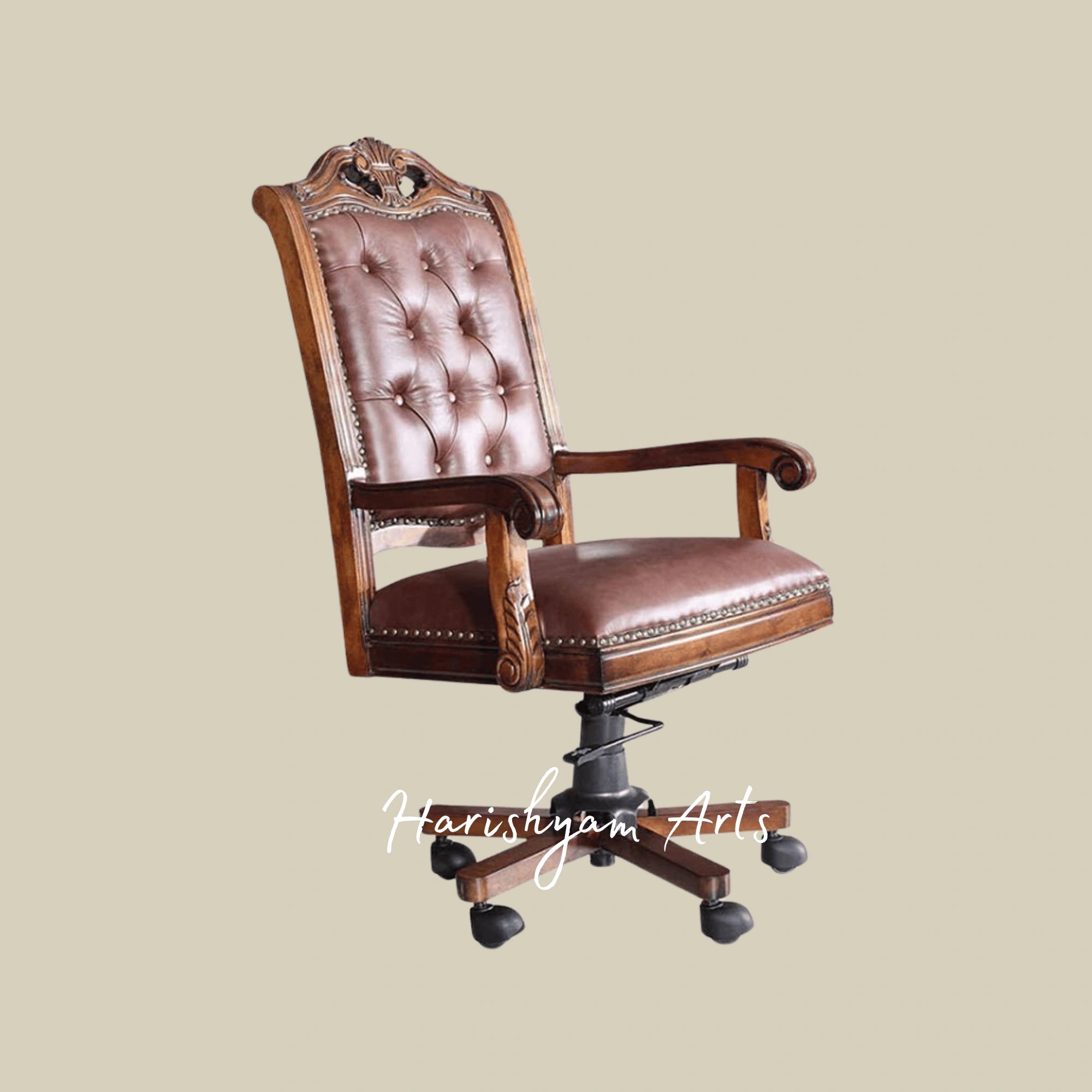 Classic Aristocrat Home Office Furniture Ensemble featuring Solid Wood Executive Desk and Large Antique Bookcase Display