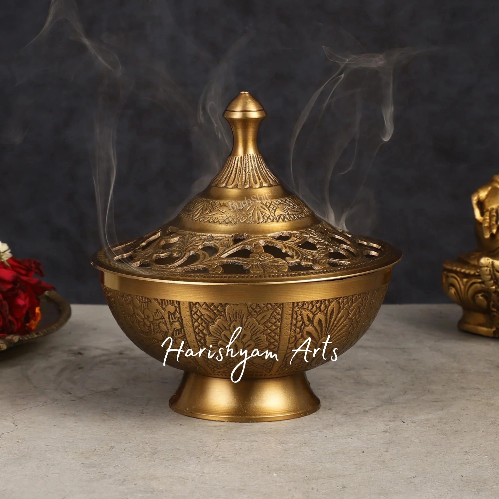 Classic Brass Loban Daan Incense Burner for Meditation and Rituals