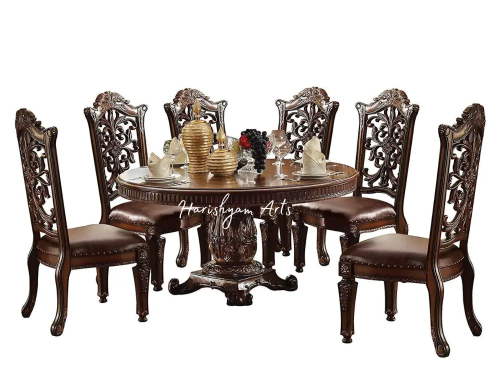 Classic Cherry Round Pedestal Dining Table Set
