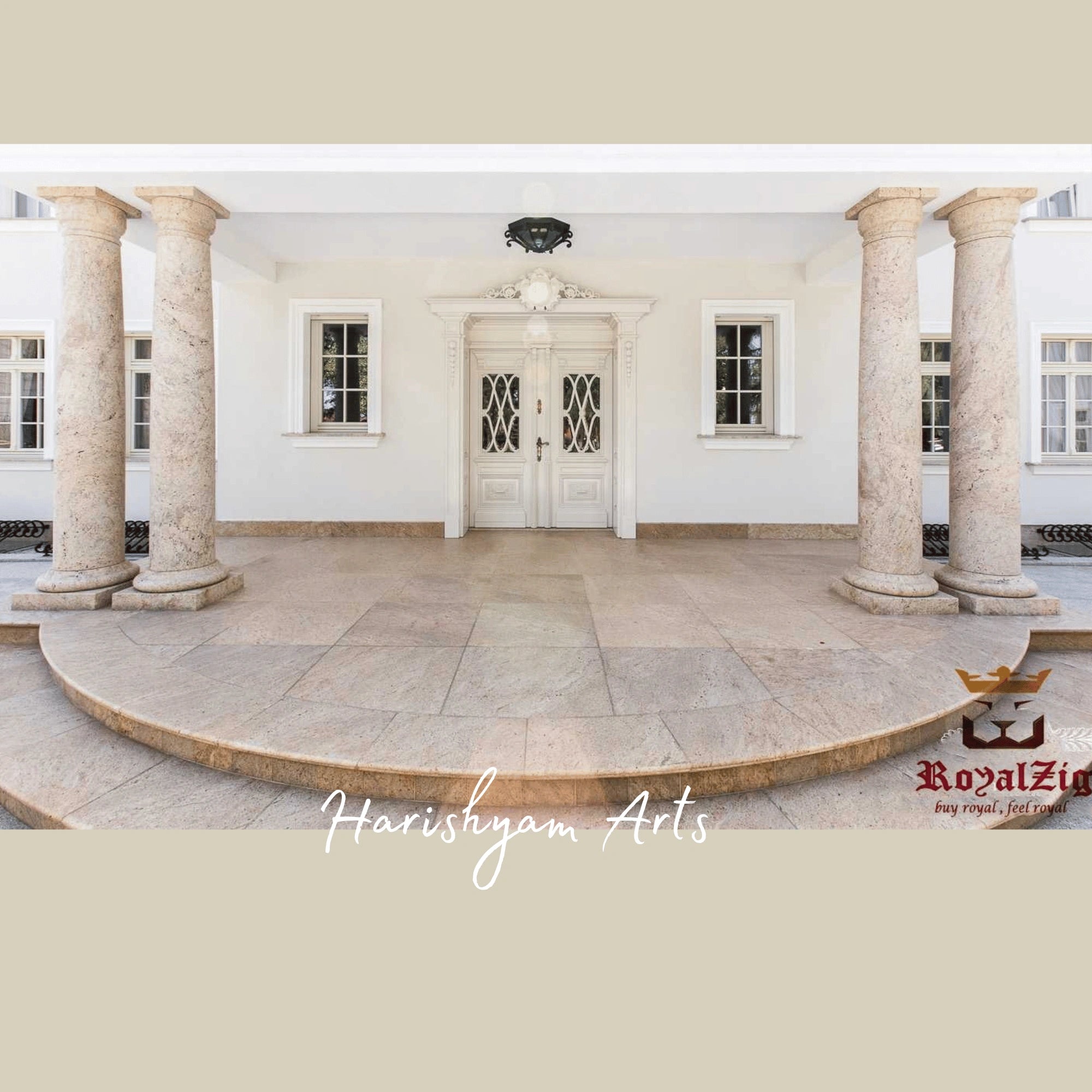 Classic European Ivory Double Door – Ornate Designer Entrance with Antique Finish