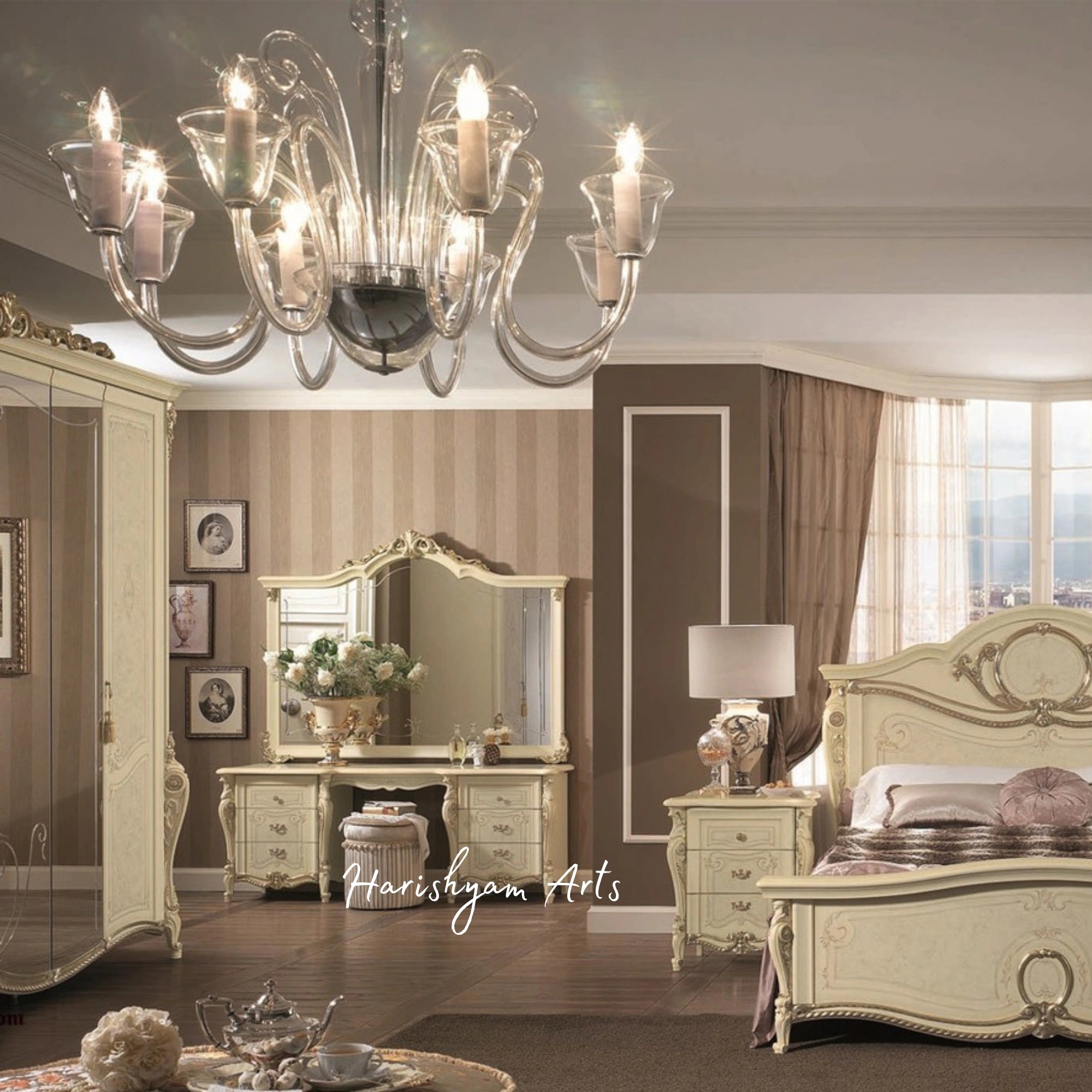 Classic George-Style Carved Vanity Dressing Table3