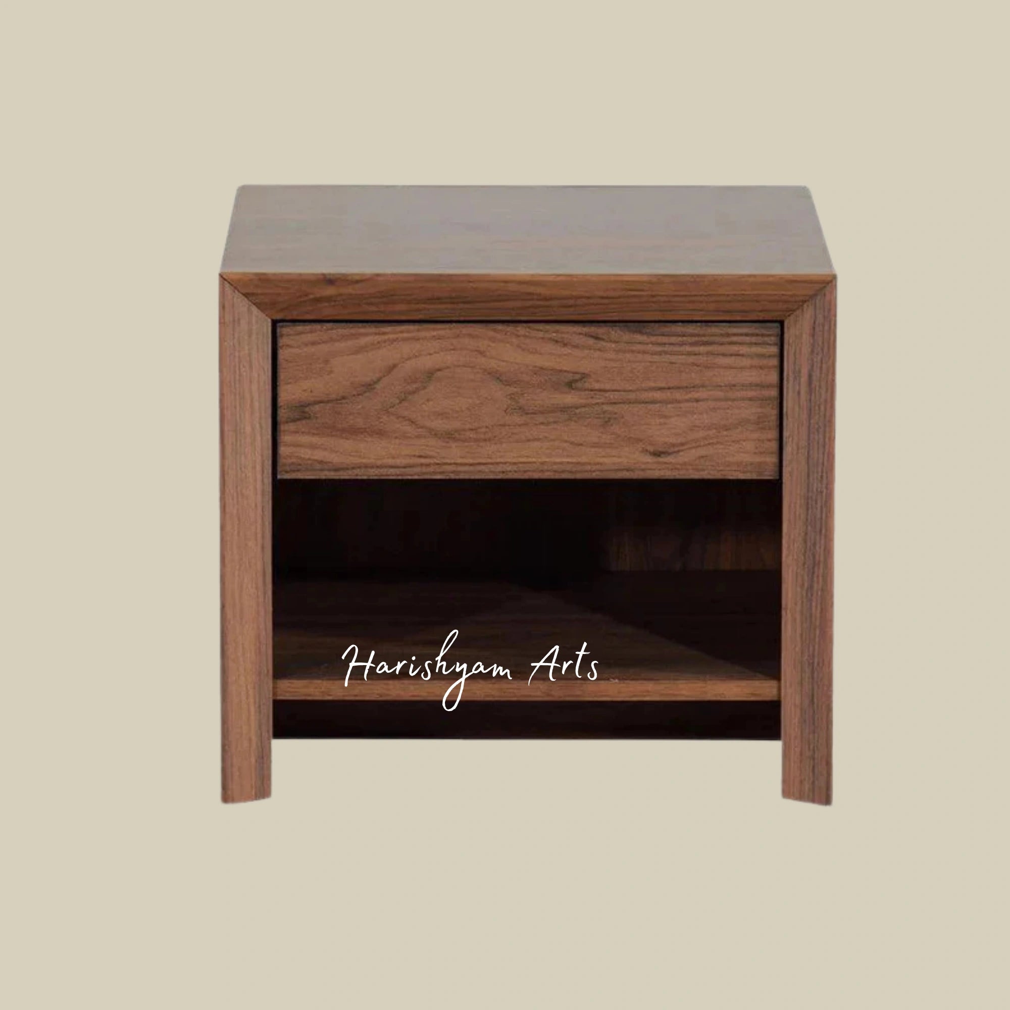 Columbia Walnut Finish Bedside Table with Drawer