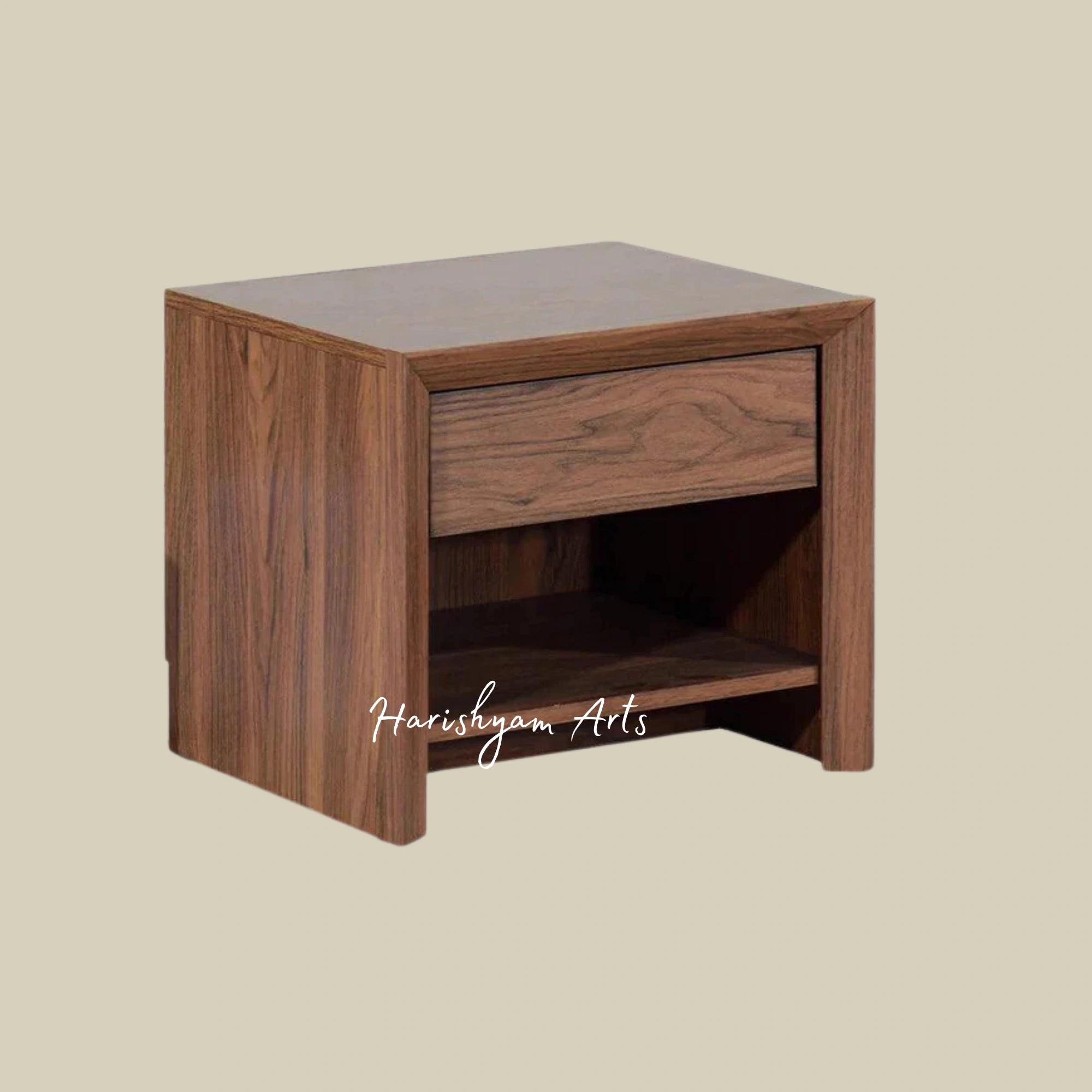 Columbia Walnut Finish Bedside Table with Drawer