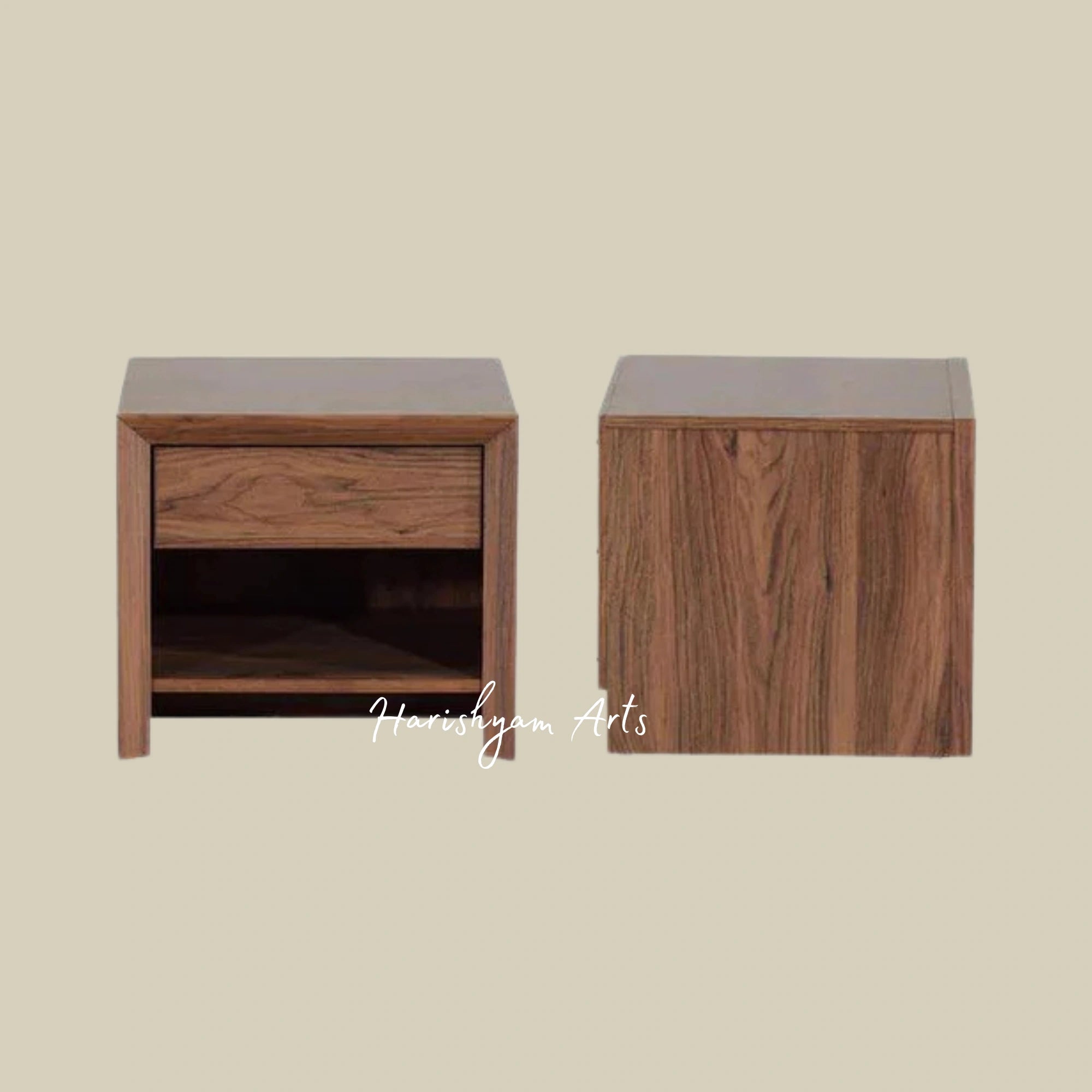 Columbia Walnut Finish Bedside Table with Drawer