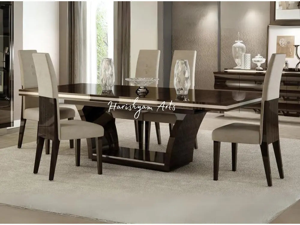 Contemporary 5-Piece High Gloss Wenge Dining Table Set