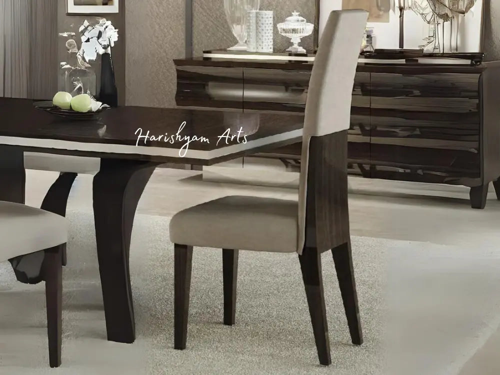 Contemporary 5-Piece High Gloss Wenge Dining Table Set