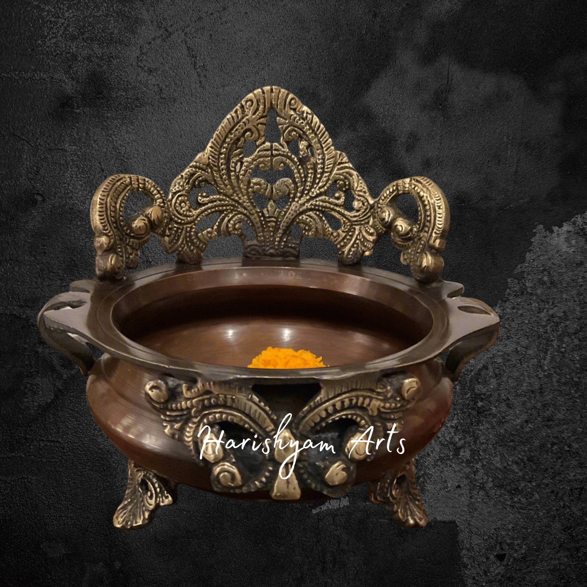 Copper-Finished Decorative Brass Urli for Traditional Centerpieces