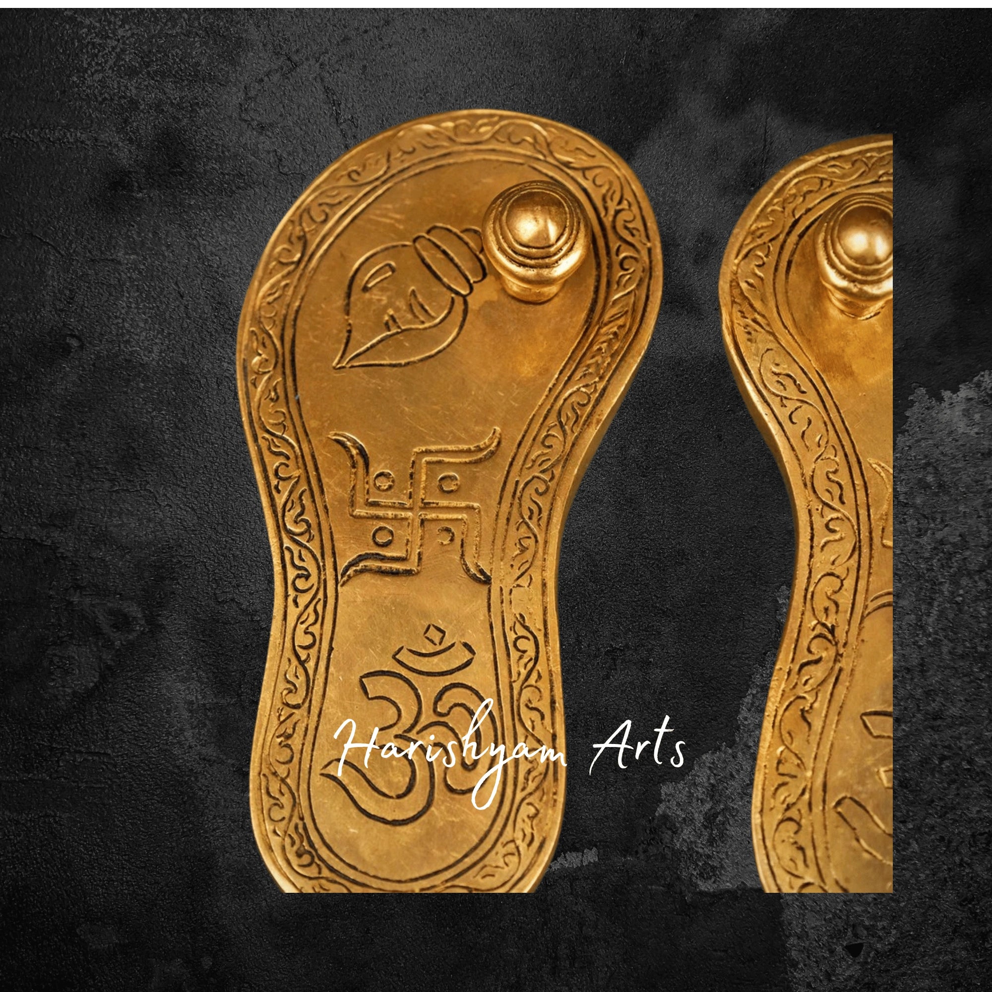 Decorative Brass Charan Paduka Set for Mandir Placement