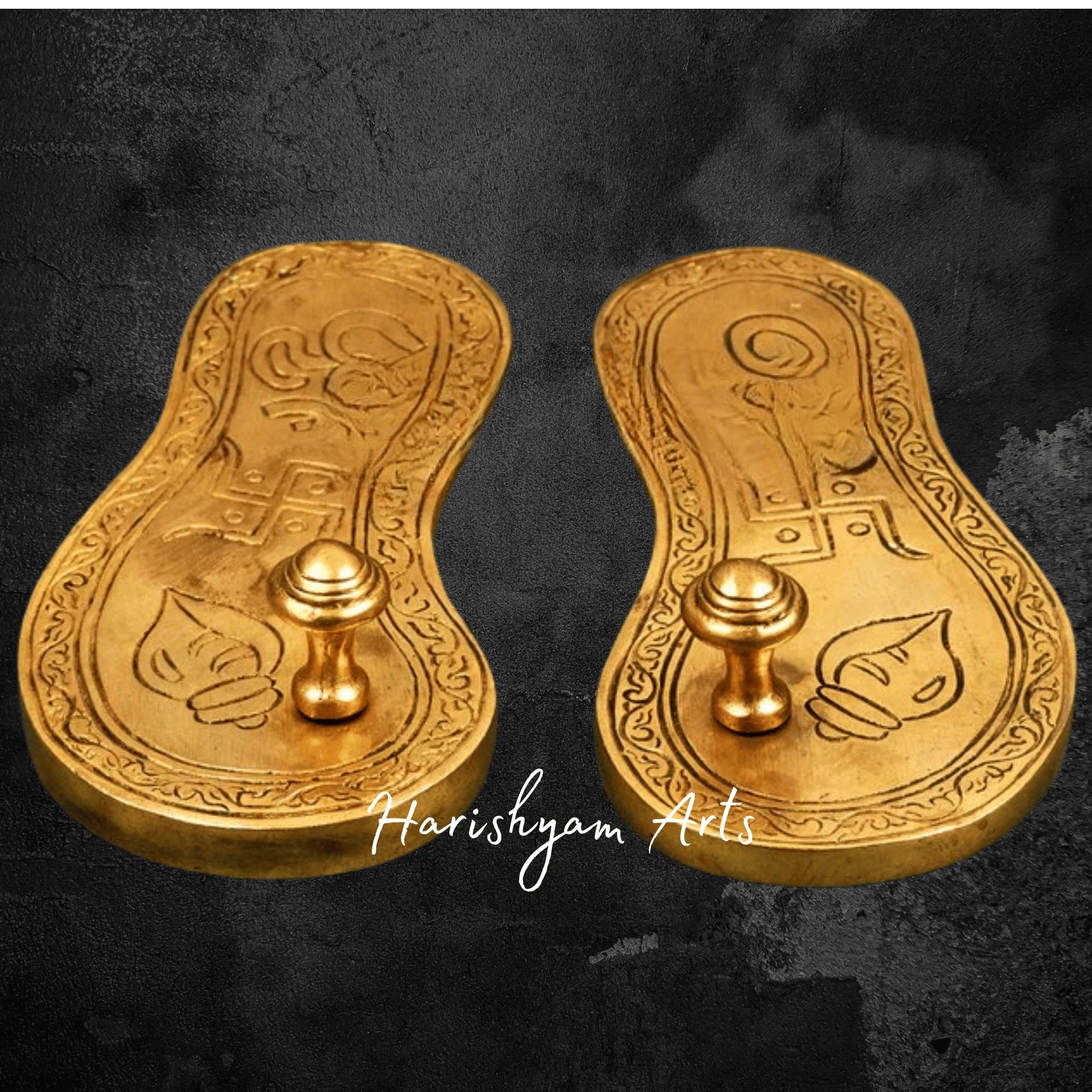 Decorative Brass Charan Paduka Set for Mandir Placement