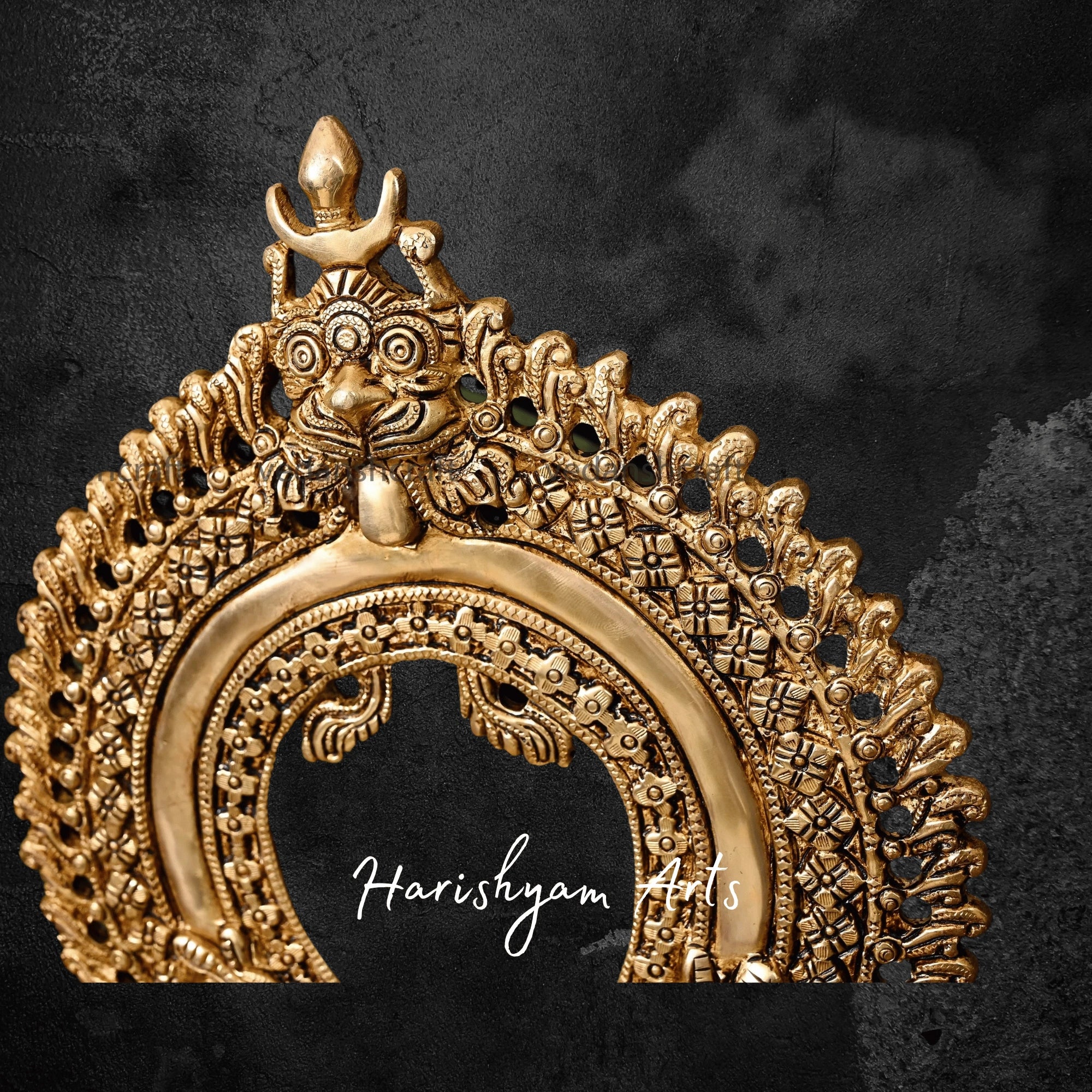 Elegant Brass Devotional Singhasan with Intricate Prabhavali