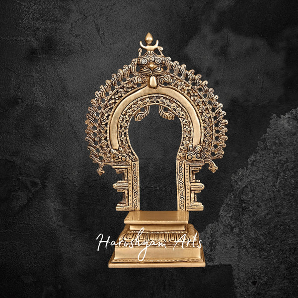 Elegant Brass Devotional Singhasan with Intricate Prabhavali
