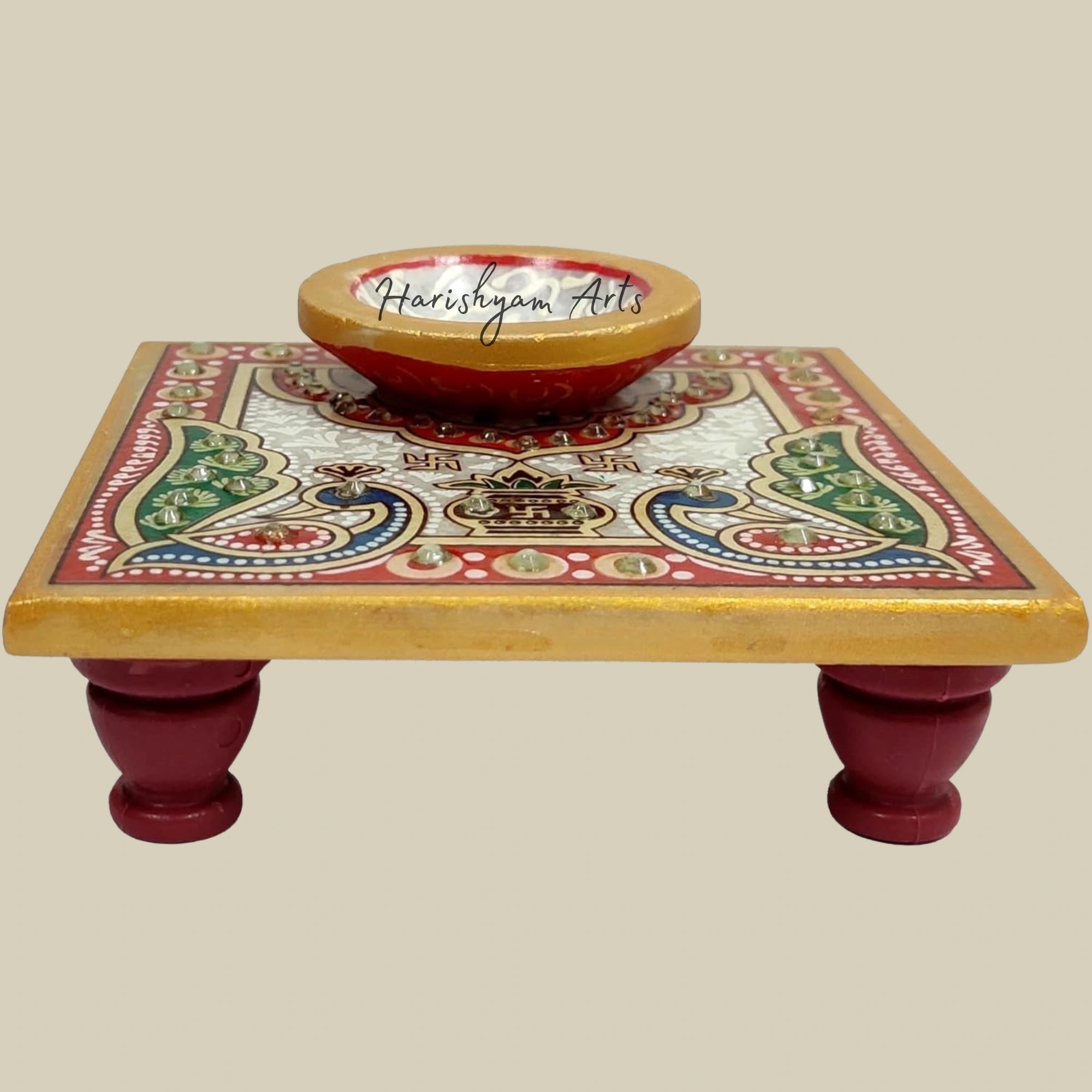 Decorative Marble Diya with Chowki for Home and Festival Décor1