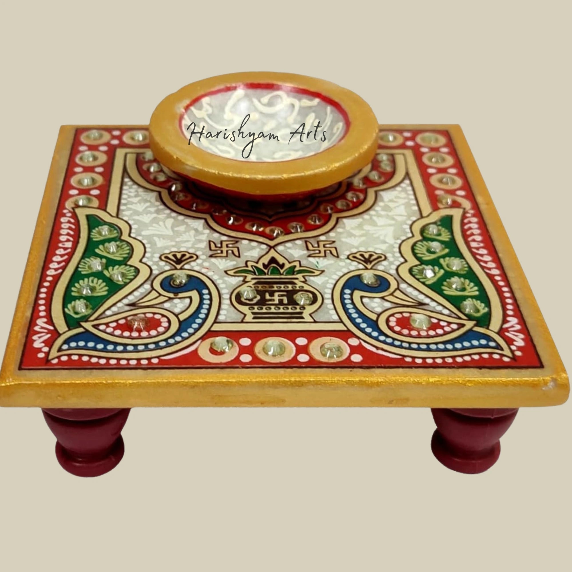 Decorative Marble Diya with Chowki for Home and Festival Décor2